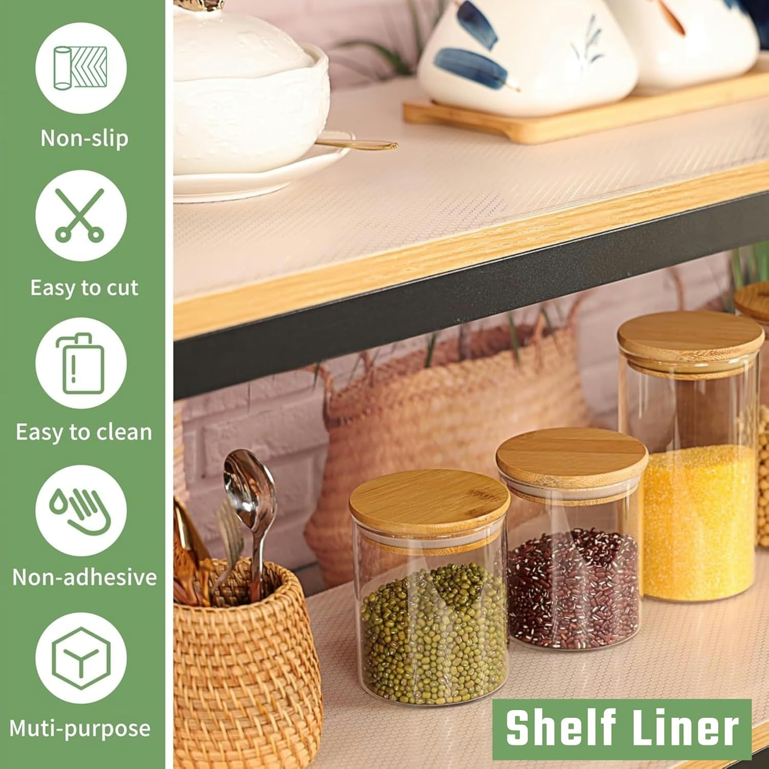 60Cm X 500Cm Drawer Liner, Non-Slip Shelf Liner, Cupboard Liners, Waterproof Kitchen Drawer Liner, Clear Drawer Lining, Easy-Clean Protector for Draw, Shelf, Cupboard, Cabinet, Pantry image number 6