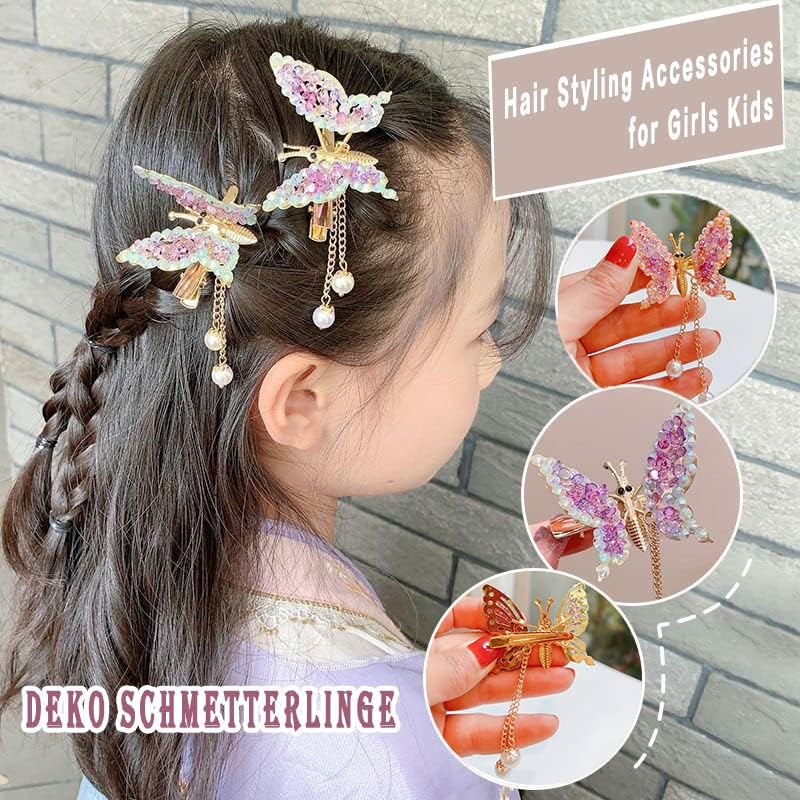 Hair Clip Butterfly Hair Clips Hair Clips Girls Hair Pins Hair Clip Hair Band Bridal Ladies Hair Jewellery Decoration, Pack of 4 image number 5