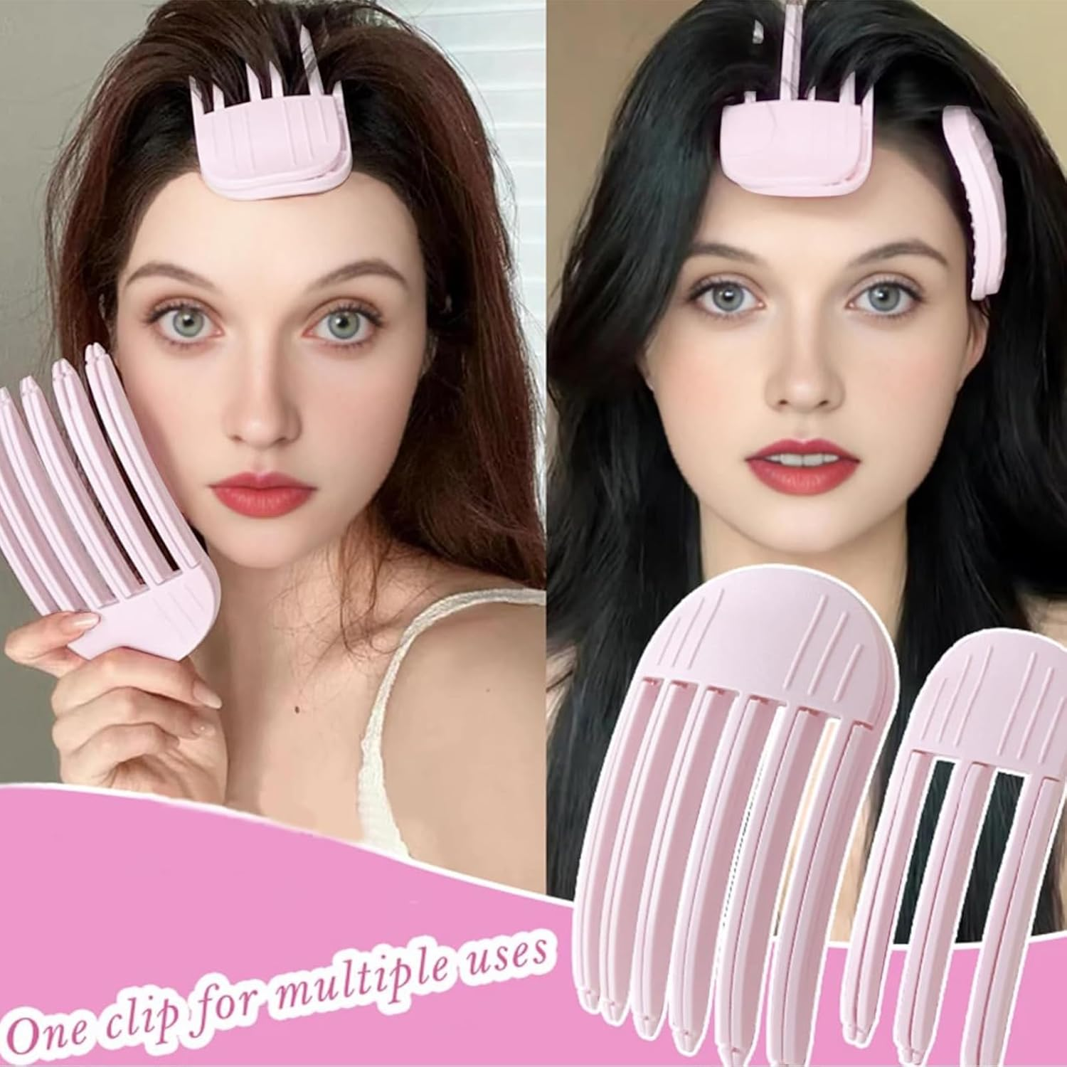 Yamobi Pack of 2 Volume Hair Clips for Fluffy Bangs, Volume Clip for Hairline, No Imprint Hair Root Lifting Clips for Men and Women, Pink image number 2
