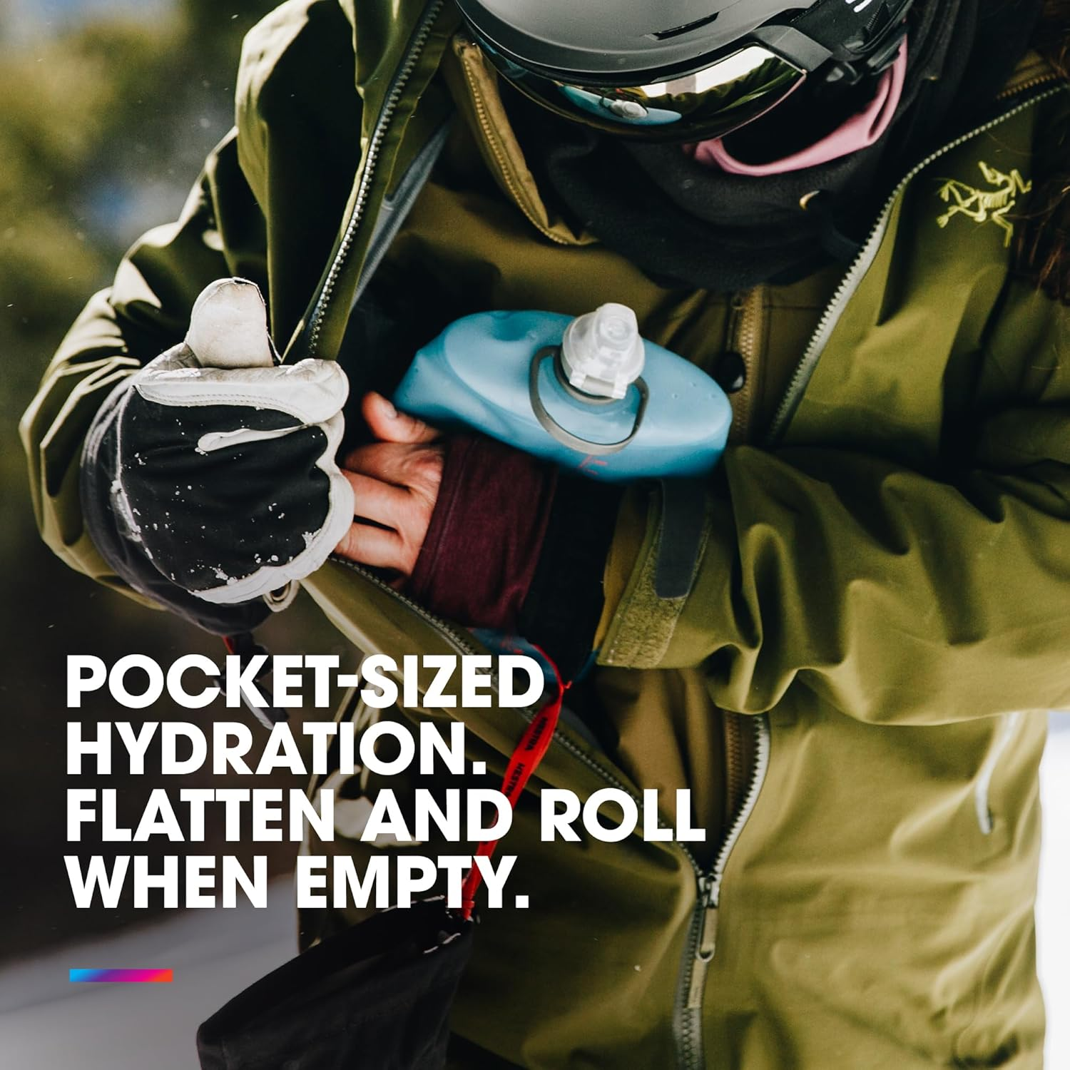 Hydrapak Stow (500Ml, 17Oz) - Collapsible Water Bottle - Ultralight & Packable Travel Bottle, Flexible Ski, Hike, Bike or Climb Squeeze Flask - Redwood Red image number 2