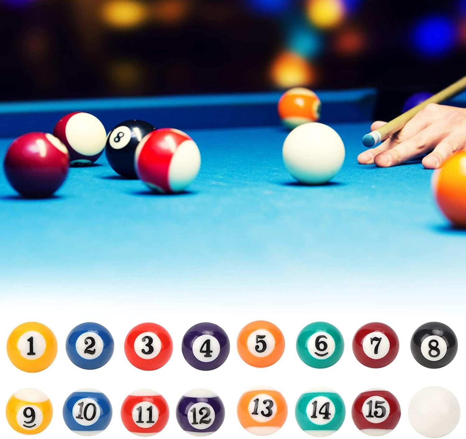 16PCS Pool Cue Training Ball, Eco‑Friendly Resin Mini 2.5CM Children Billiard Ball Toy Pool Table Accesssory, Pool Table Accesssory Billiards for Game Rooms Recreation image number 2