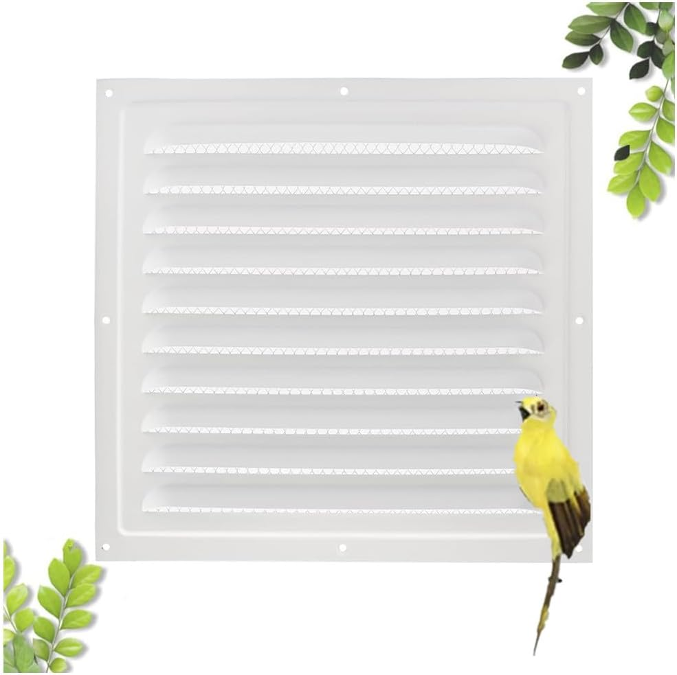 White Vent Cover, Granmagazz Attic Vent Soffit Vent Aluminum Wall Vent Metal Shed Vent Square Vent Louver Vent Grille with Built-In Insect Screen for Home Improvement Vent Duct Cover 25X25Cm