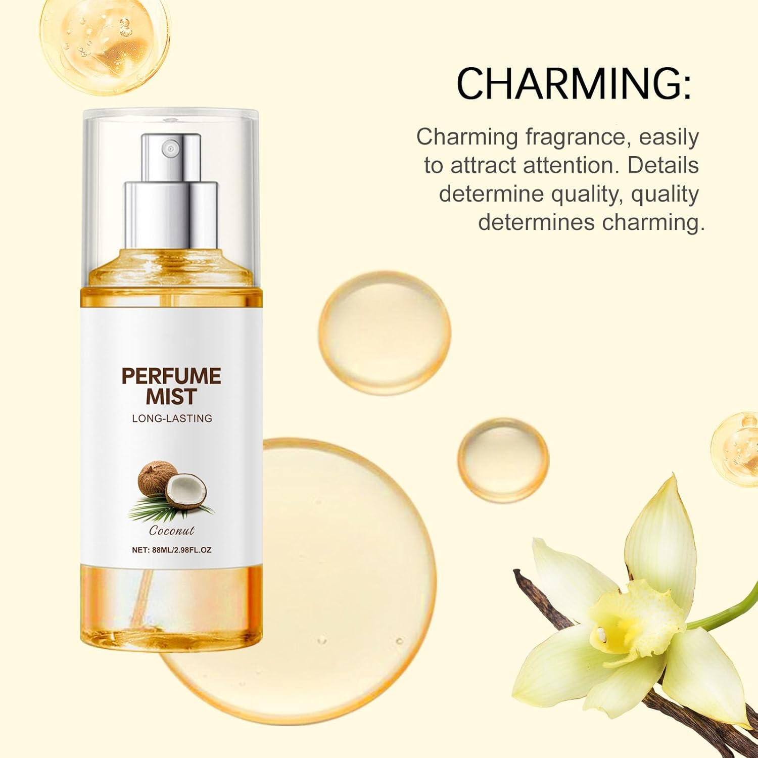 Coconut Women'S Perfume Spray, Long-Time Fragrance, Light Texture, Fresher and Gentle, Essential Oils for Hair and Body, Body Spray, Charming Fragrance Anytime, Anywhere, for Everyday Use (3Pcs) - 3Pcs image number 6