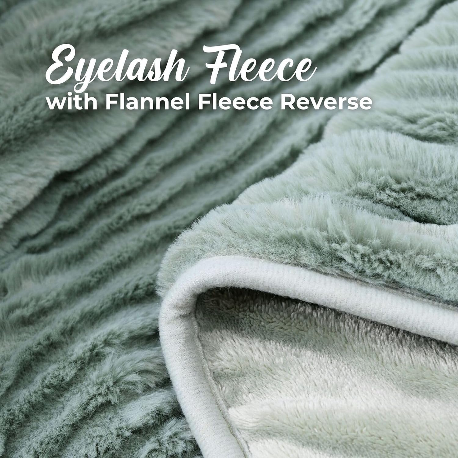 Dreamaker Eyelash Long Ribbed Fleece Electric Heated Throw Blanket 160X130Cm Warm Reversible Rug Energy Efficient Overheat Protection 9 Heat Settings Extra Long Cord Controller- Faded Green & Sage image number 5