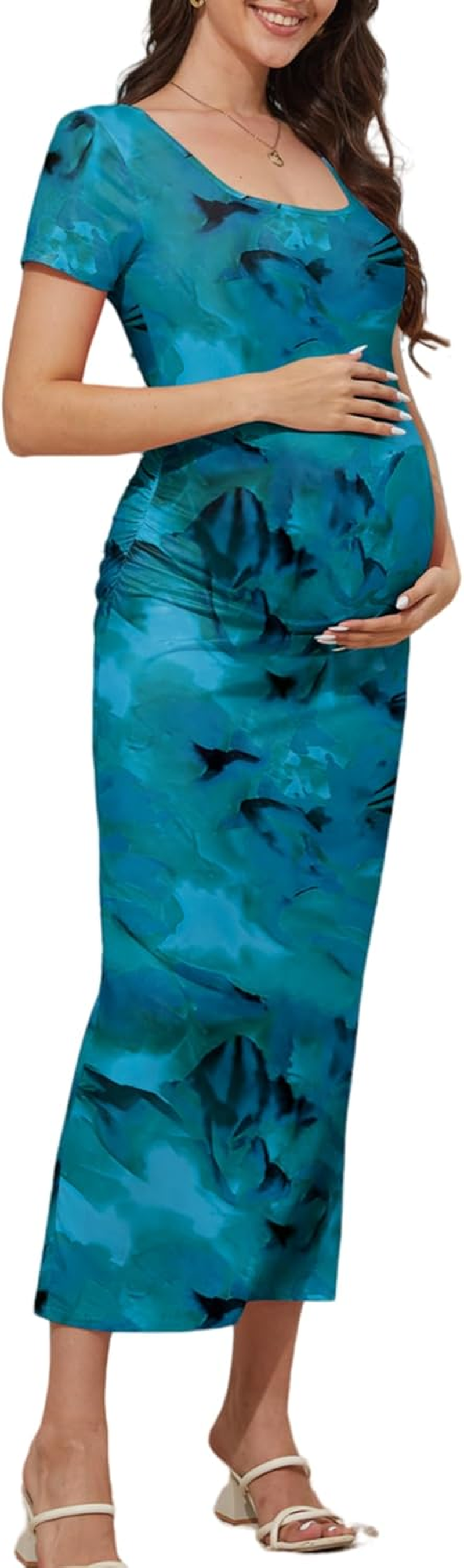 Women'S Square Neck Maternity Bodycon Maxi Pregnancy Dresses