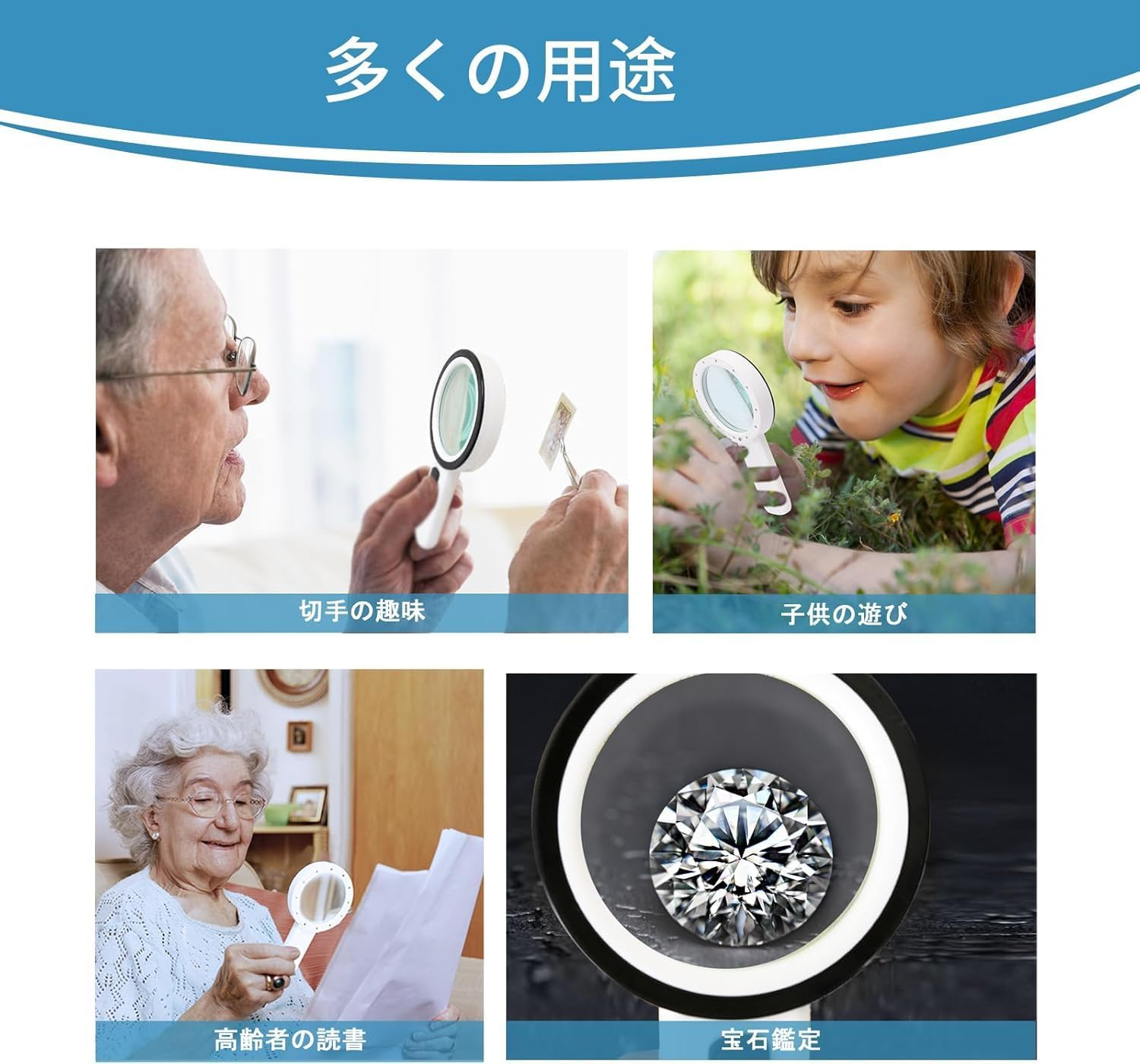 Magnifying Glass with Light, 30 X Handheld Magnifying Glass, Reading Magnifier, High Clarity & Lightweight Magnifying Glass with Light, Reading Magnifier for Seniors, Children, Jewelers, Hobbies image number 2