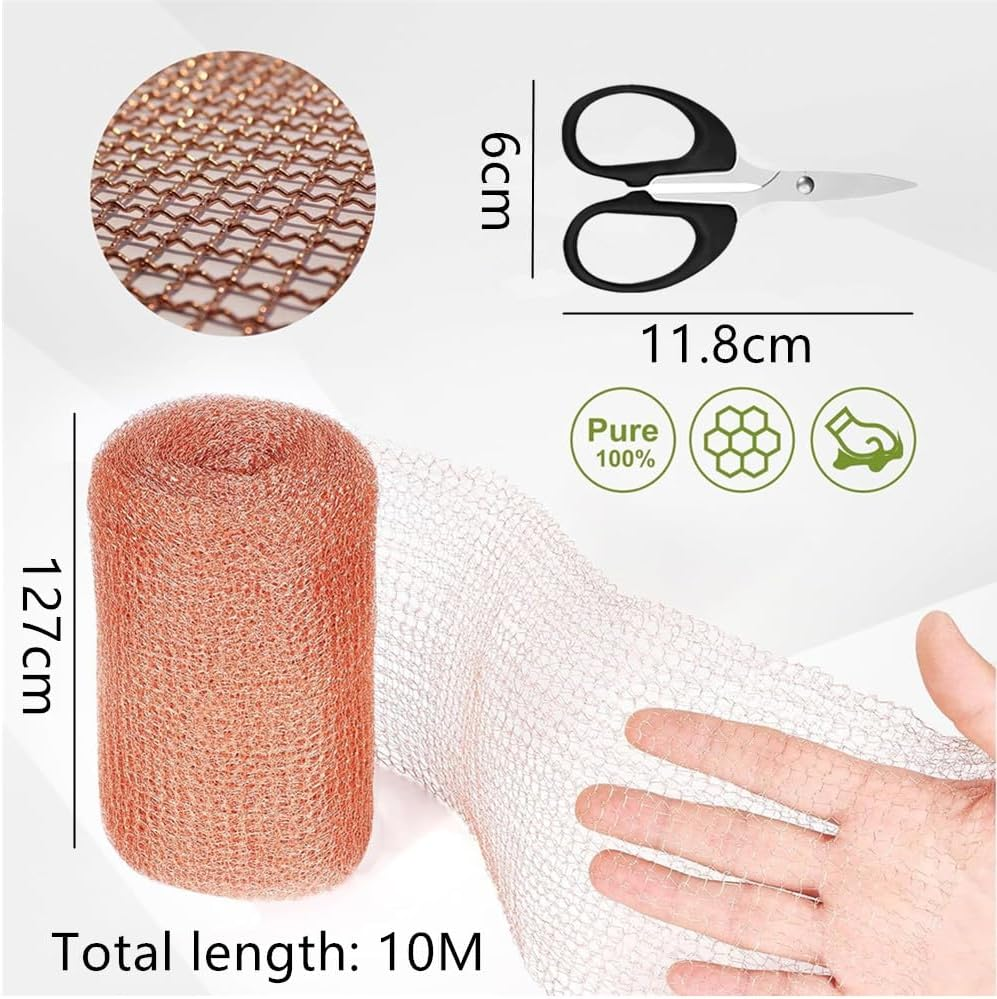 Granmagazz Copper Mesh Control, 10Mx12.7 Cm Copper Meshrodent Mesh and Mice Deterrent for Rat Proofing, Pure Copper Mesh Roll Knit Copper Mesh, Copper Mesh Slug Repellent in Garden & Outdoors image number 1