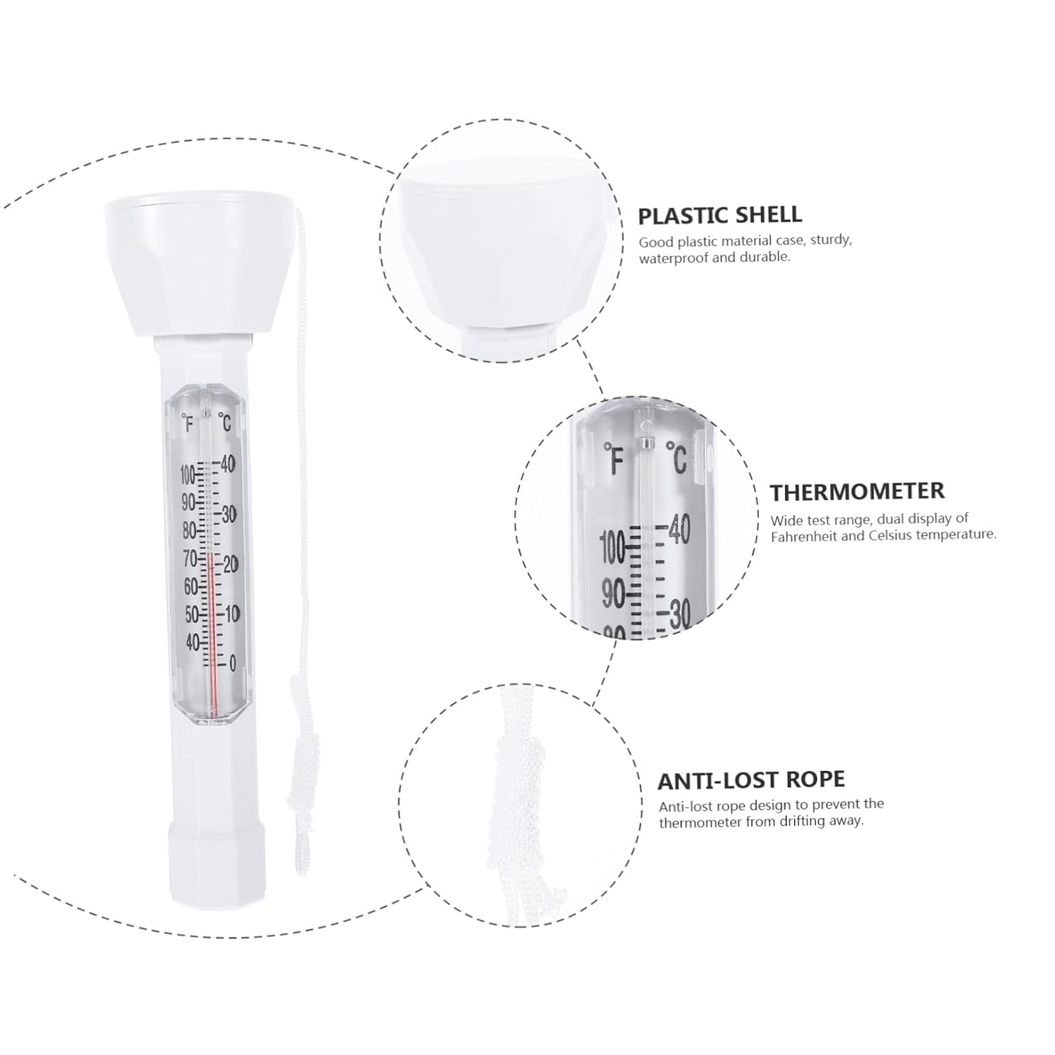Floating Swimming Pool Thermometer 0-40&deg;C Hot Spring Temperature Measuring Tool for Outdoor and Indoor Pools Shatterproof Design image number 3