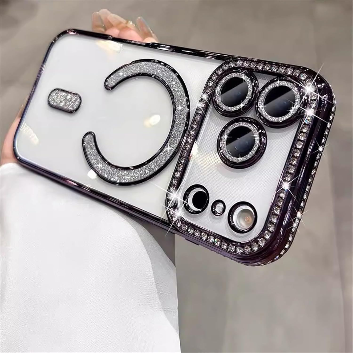 Einaily Glitter Case for Iphone 17 Pro Max for Magsafe Transparent Case with Bling Sparkly Diamond Protective Case for Girls Soft TPU Bumper Cover Shockproof Scratch-Resistant Mobile Phone Case For