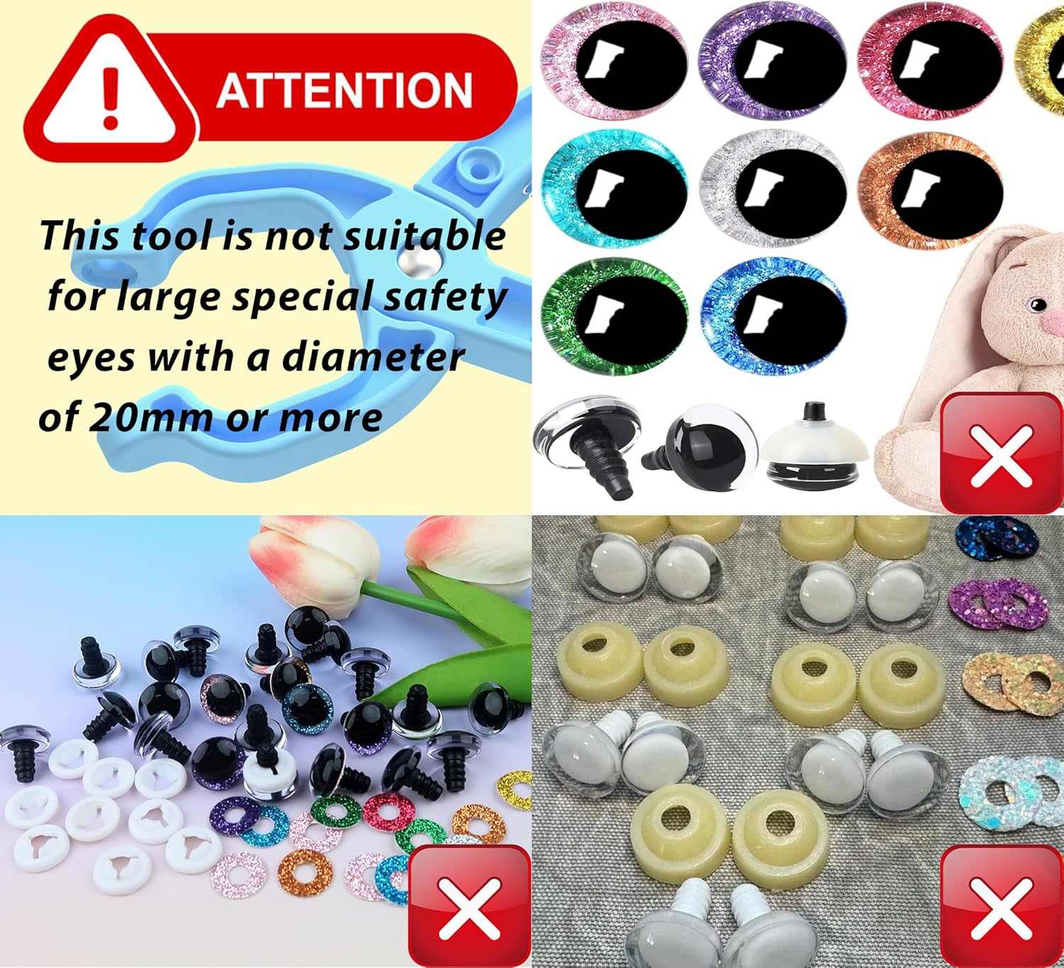 Safety Eye Tool Auxiliary Tool for Attaching Safety Eyes for Crocheting Safety Eyes Crochet Tools for Amigurumi Crochet & Stuffed Animal Eyes Making Supplies Tool（Purple） - Purple image number 5