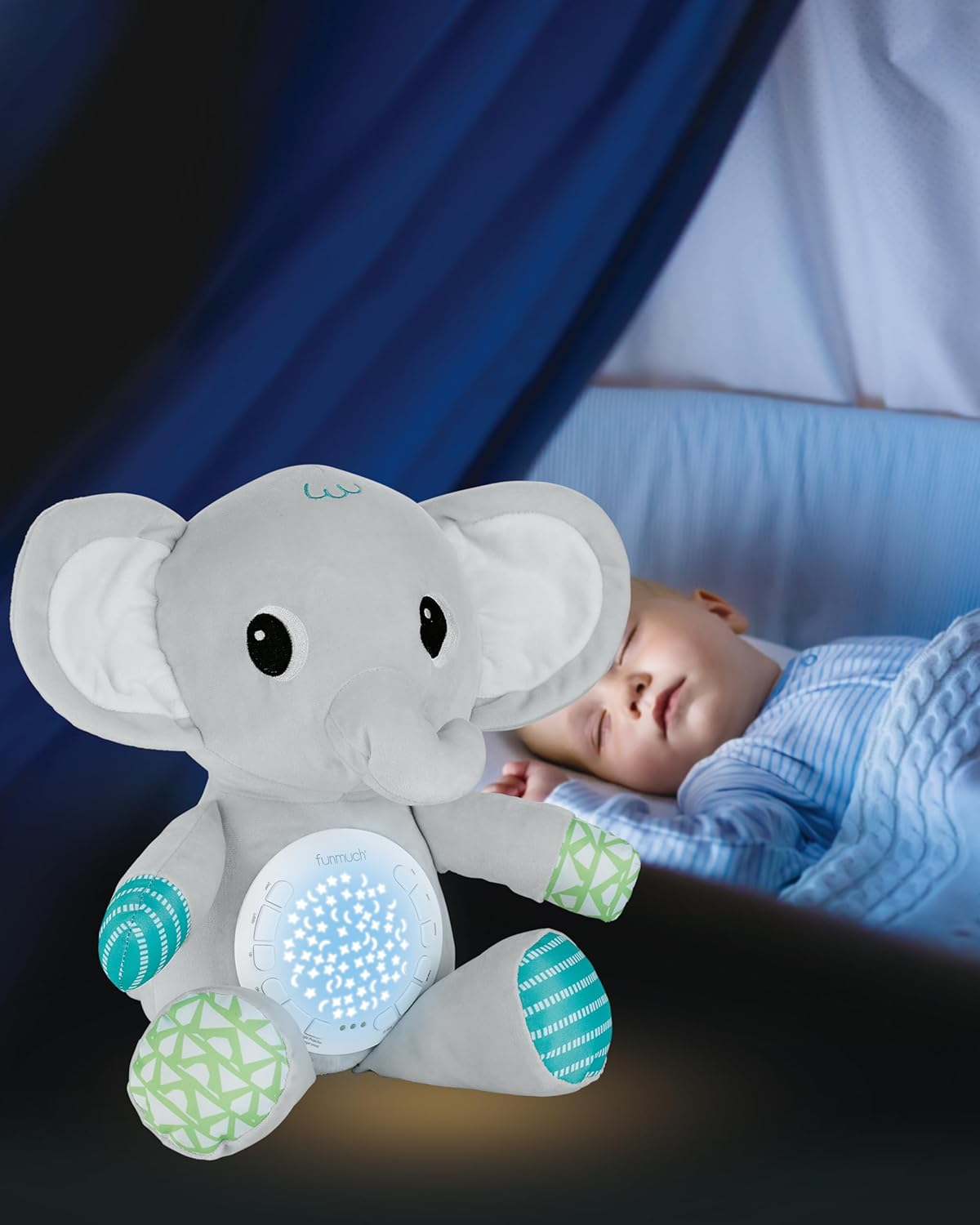 Baby Sleep Soother Lovely Elephant, Portable Soothing Sound Machine, Mom'S Heartbeat White Noise Machine, Night Light Projector with Lullabies and Sounds, Infant Stuffed Animal Elephant Toy Sleeping Aid, Plush Elephant Toy with Music for Boys Girls Toddlers Newborns image number 4