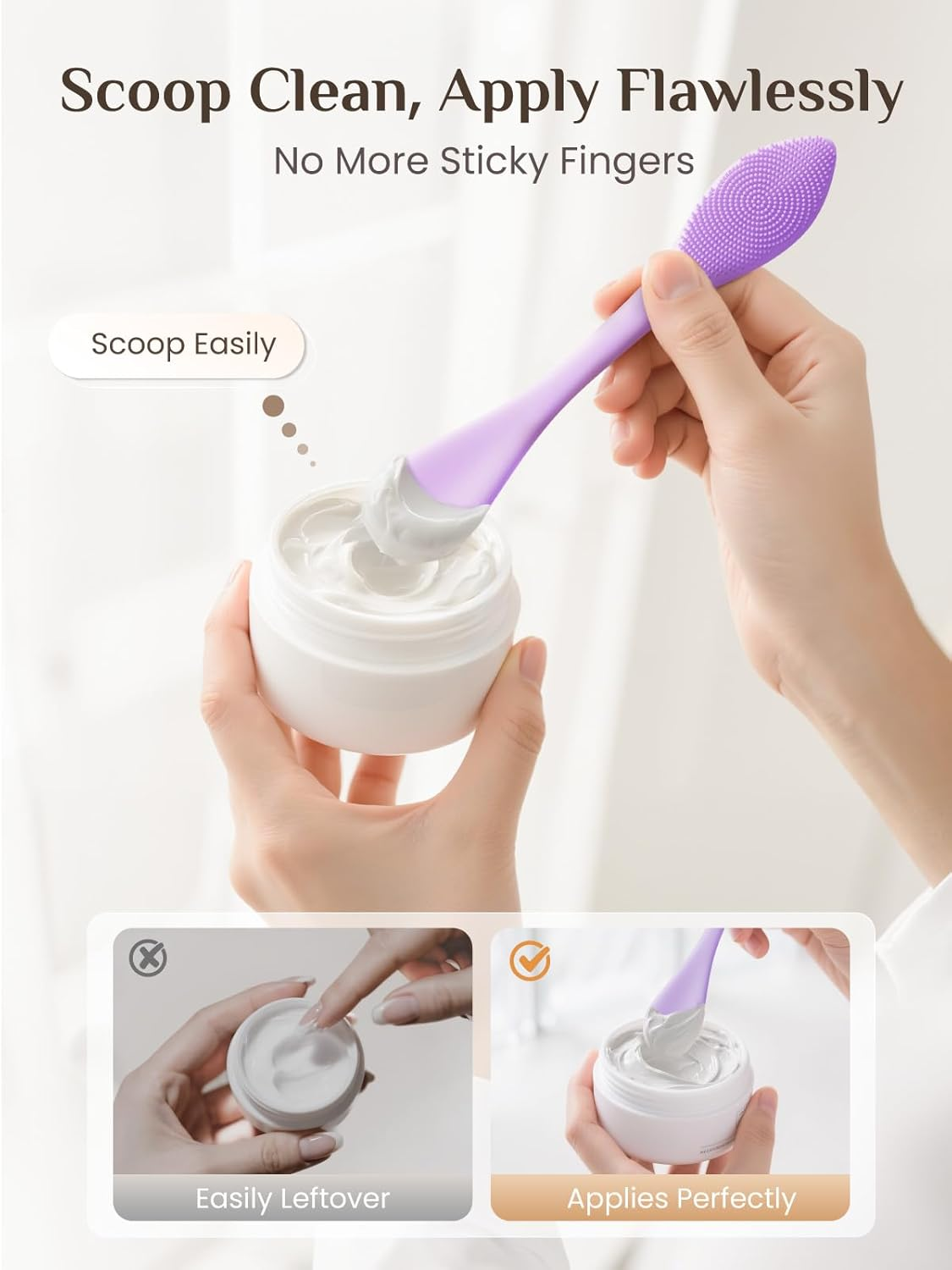 Rena Chris Silicone Face Scrubber, 3 in 1 Face Mask Applicator & Pore Cleaning Brush, 3 Pack Double-End Facial Cleansing Brush for Exfoliating, Blackhead Removal, Skincare Applicator for Mud image number 3