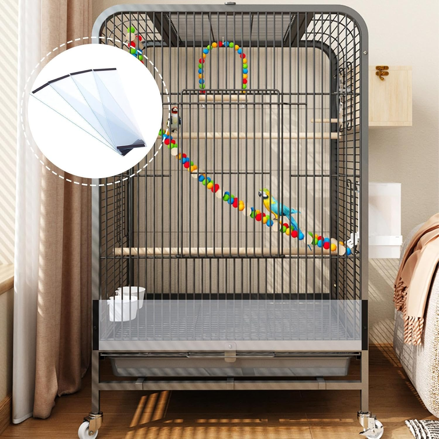 Bird Cage Deflector - 4Pcs Bird Cage Seed Catcher | Clear Squirrel Baffle | Bird Cage Splash Guard Cover image number 1