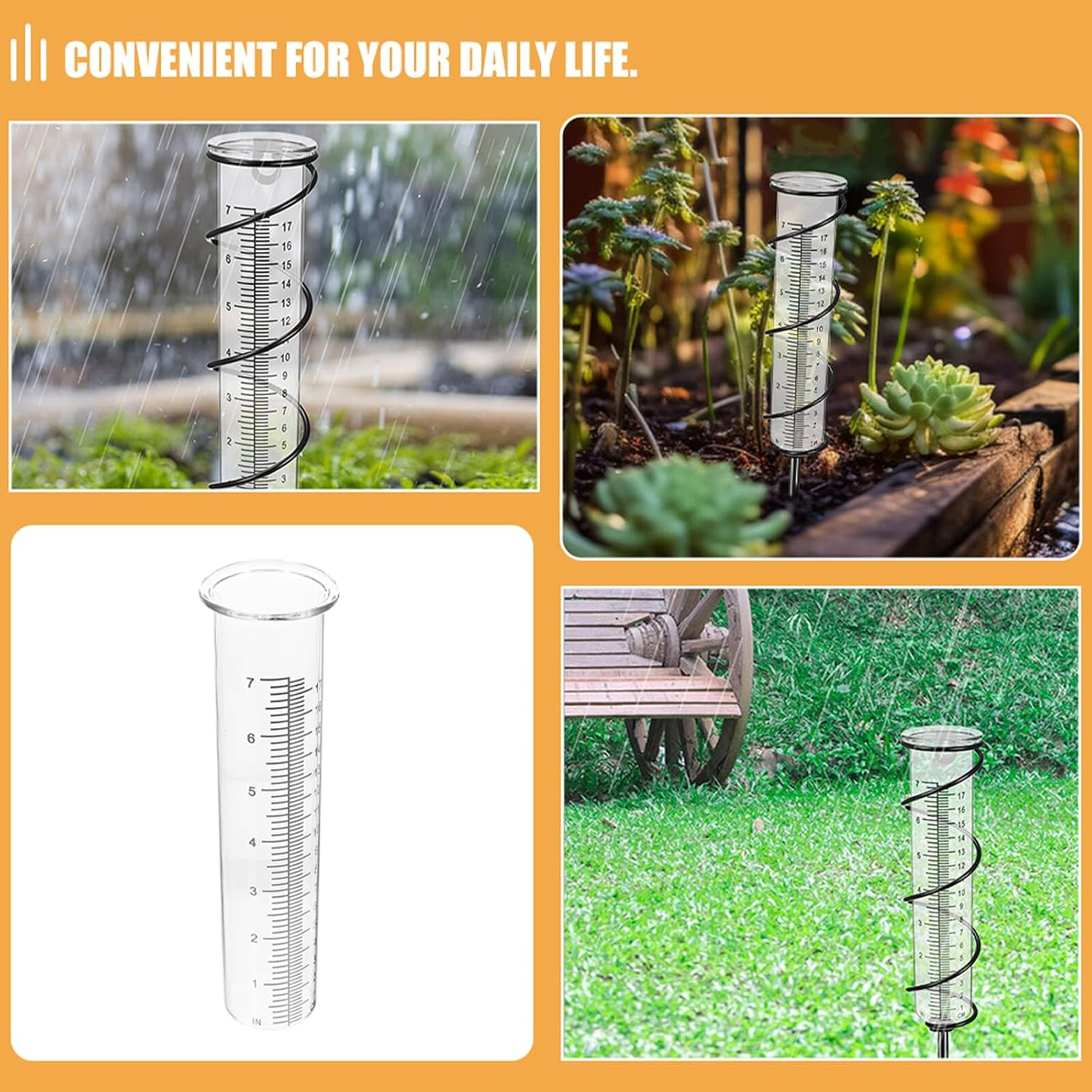 Outanaya 3Pcs Freeze Resistant Plastic Rain Gauge Tubes with Clear Numbers Accurate Outdoor Rain for Garden Lawn Deck Weatherproof Measurement Tool for Use image number 5