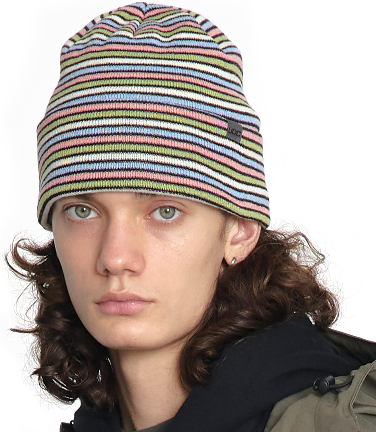 UNDERCONTROL Logo Label Unisex Fall Winter Thick Long Multi-Color Mixed Cuffed Rollup Warm Beanie Korea Knit Skull Hat