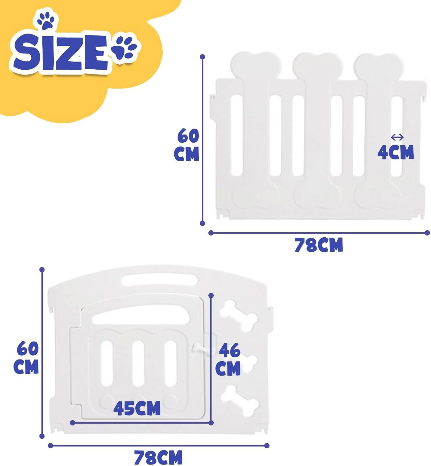 Pet Scene 2In1 Dog Crate Cage Portable Whelping Box Pet Playpen Enclosure Puppy Dog Kennel Cat Exercise Plastic White Indoor & Outdoor