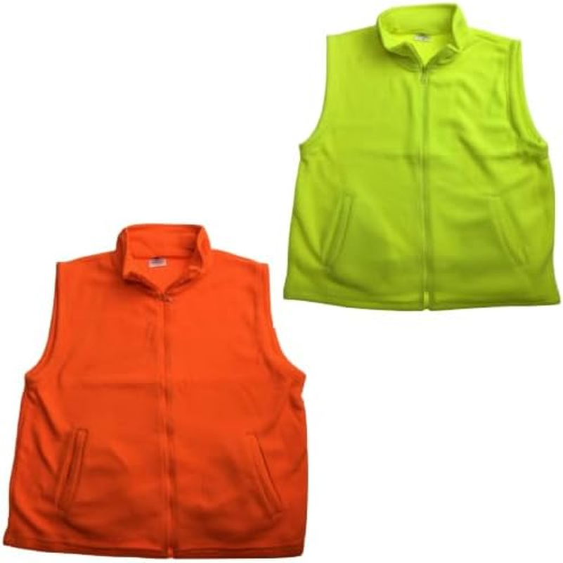 Men'S HI VIS Polar Fleece Full Zip Plain Safety Vest, Fluro Yellow, Large image number 3