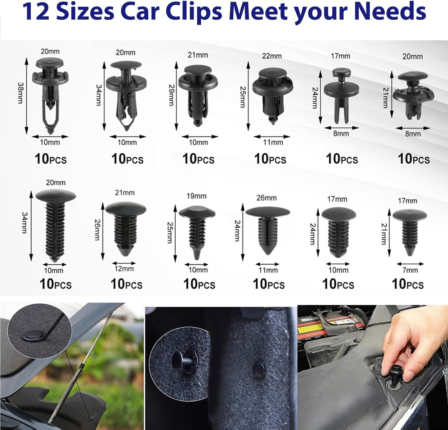 JNLK 352Pcs Trim Removal Tool, Pry Tool, Door Panel Removal Tool Kit, Clip Tool, Fasteners Removal Tool with Car Retainer Body Clips, Automotive Hook Set, Blue - Red image number 4