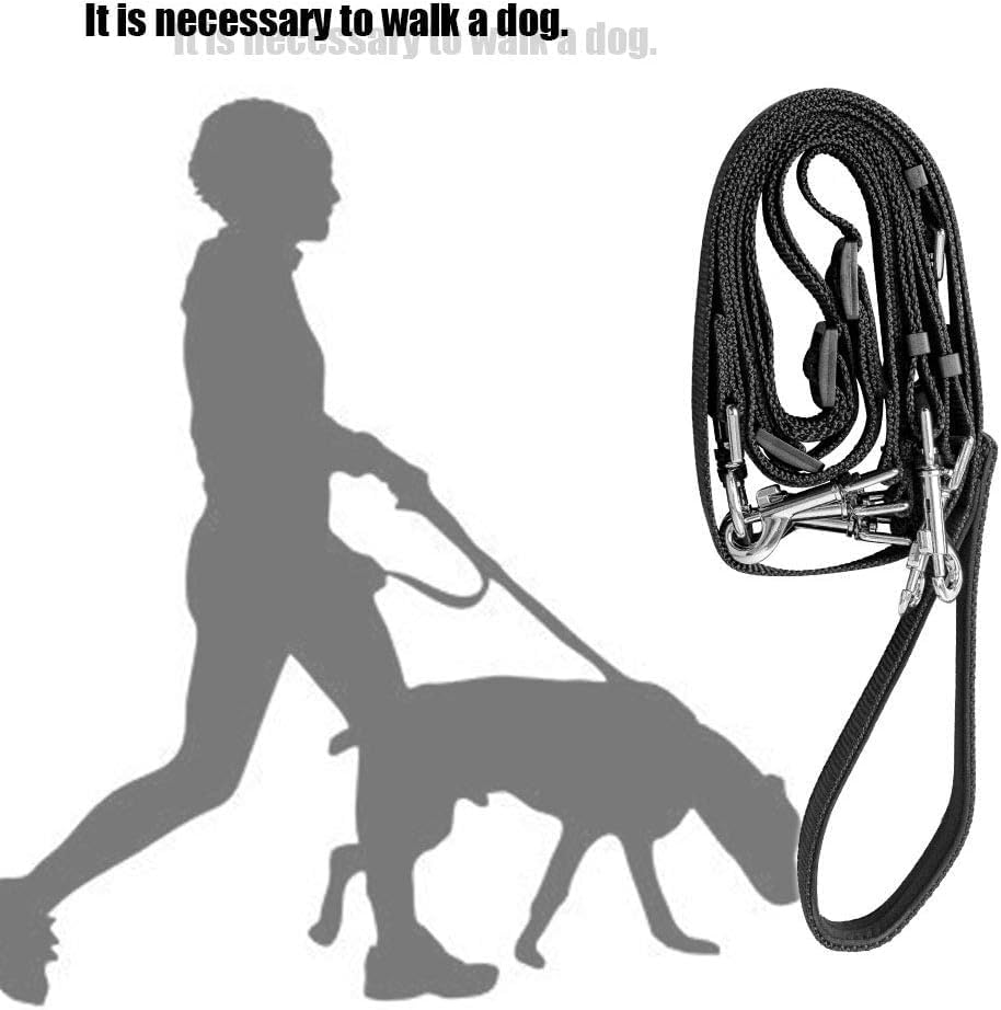 Weave Three Heads One Drag Three Dog Leash Square round Rope Pet Traction Belt Dog Chain Strong Safety Dog Lead Leashes (Black, One Size) image number 3