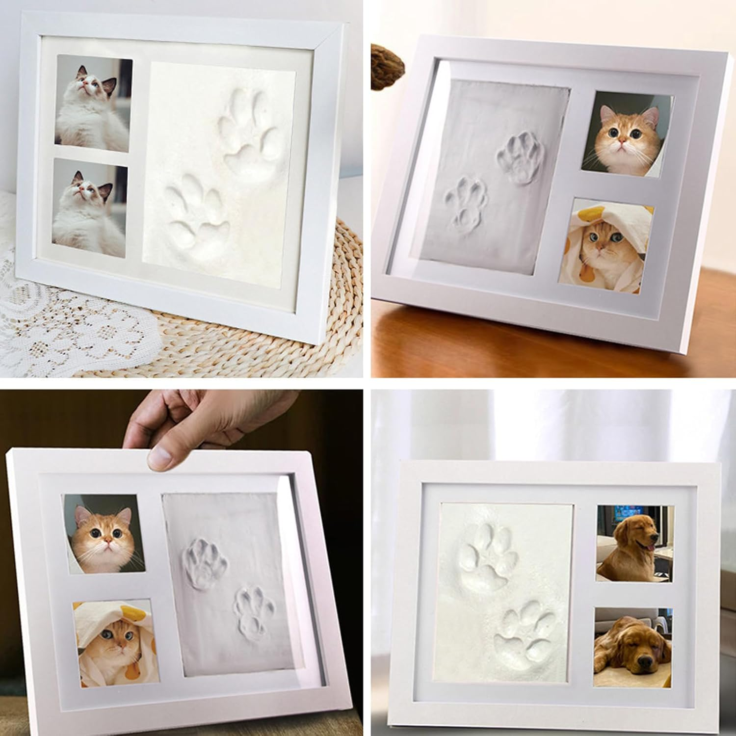 Baby Footprint Kit, Baby Handprint Kit, Newborn Baby Handprint Footprint Souvenir Frame, Personalized Baby Picture Frame Printing Kit - Baby Handprint Kit, New Mom Gift (White) image number 3