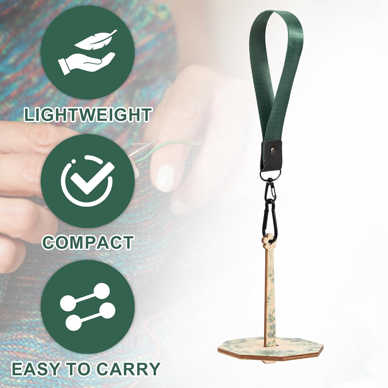 Wrist Yarn Holder, Wood Yarn Ball Holder with Wristband Portable Spinner Knitting Supplies Stand Crocheting Craft Lover image number 4