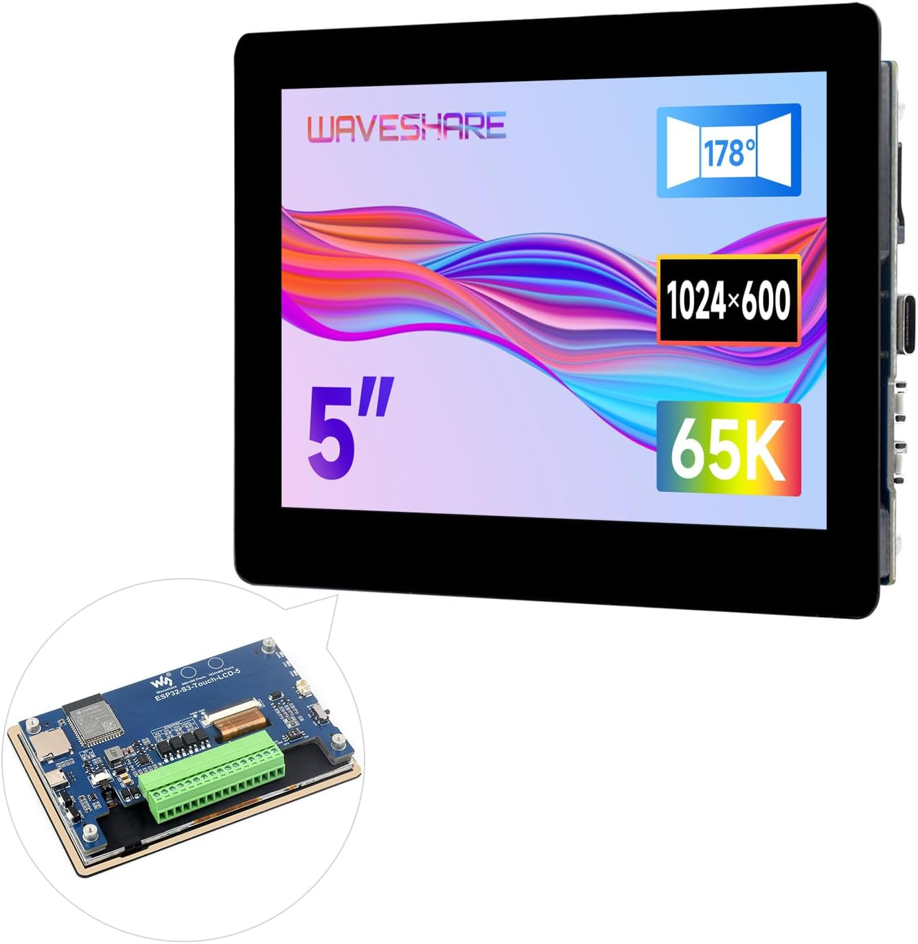 Waveshare ESP32-S3 5Inch Capacitive Touch Display Development Board, 5-Point Touch, 32-Bit LX7 Dual-Core Processor, Support W-F & Blue-T, with Onboard Antenna, 1024X600 Display Resolution image number 5