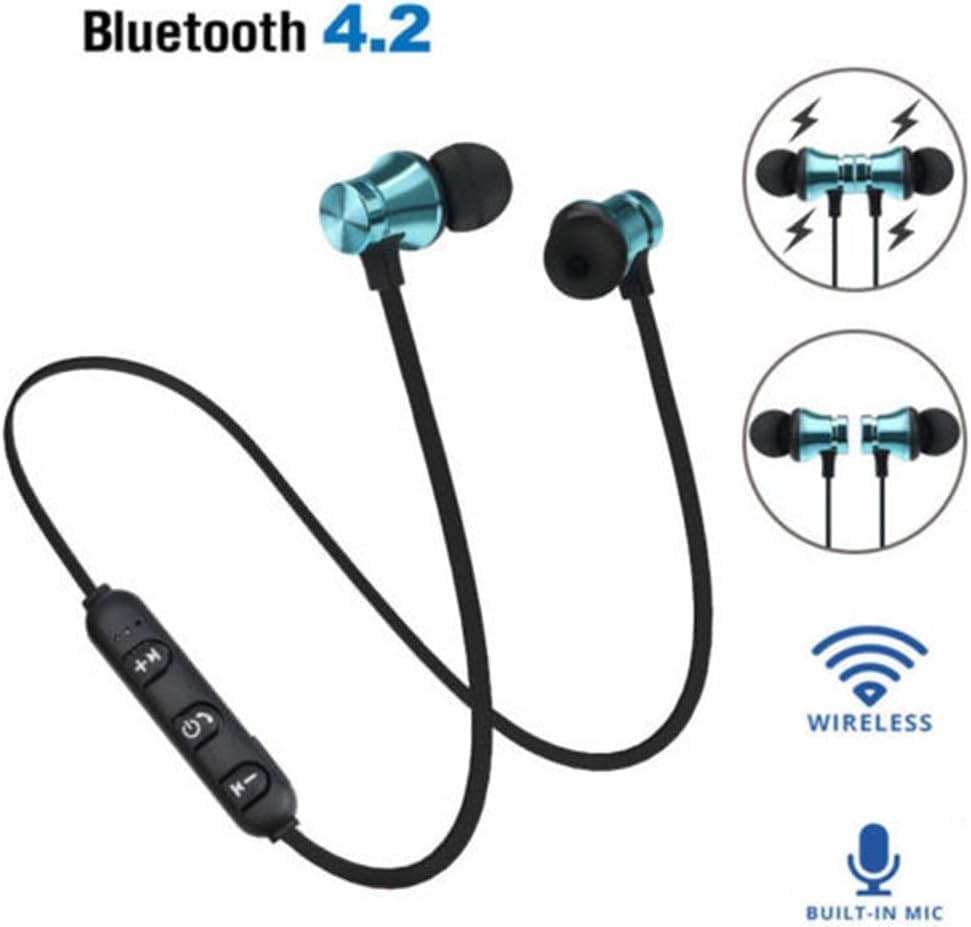 Pchnfei Blue Black Earphone Magnetic In-Ear Stereo Headset Earphone Wireless Bluetooth 4.2 Headphone Gift Headphones and Earbuds image number 4