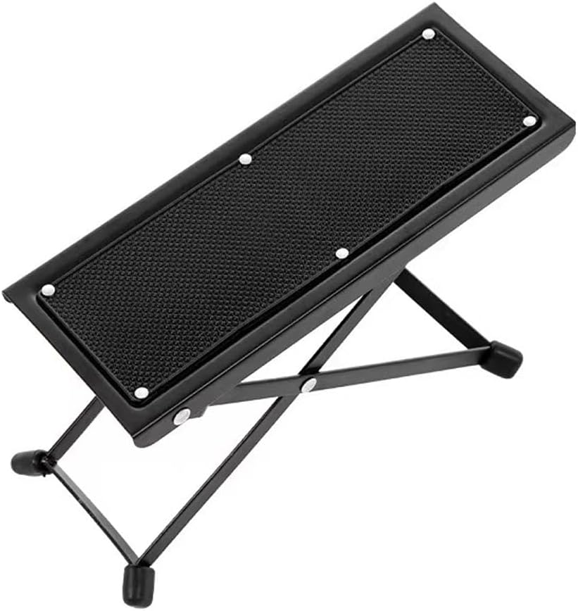 AIMALL Adjustable Guitar Footstool 6 Heights Foldable Anti-Slip Foot Pedal for Classical Folk Guitar Metal Frame Portable Guitarist Stand 11.8X5.1In Black image number 4