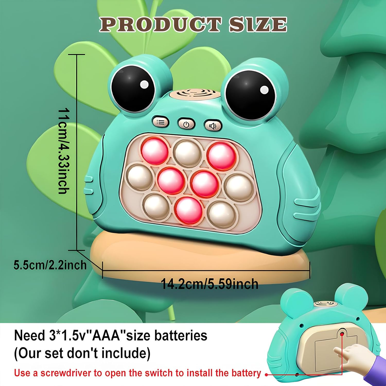 ZCOINS Pop Game Sensory Fidget Toys, Quick Push Light-Up Popping Squeeze Stress Toys, Handheld Electronic Push Pop Stress Puzzle Game for Kids and Adults Gift Party Fillers image number 2