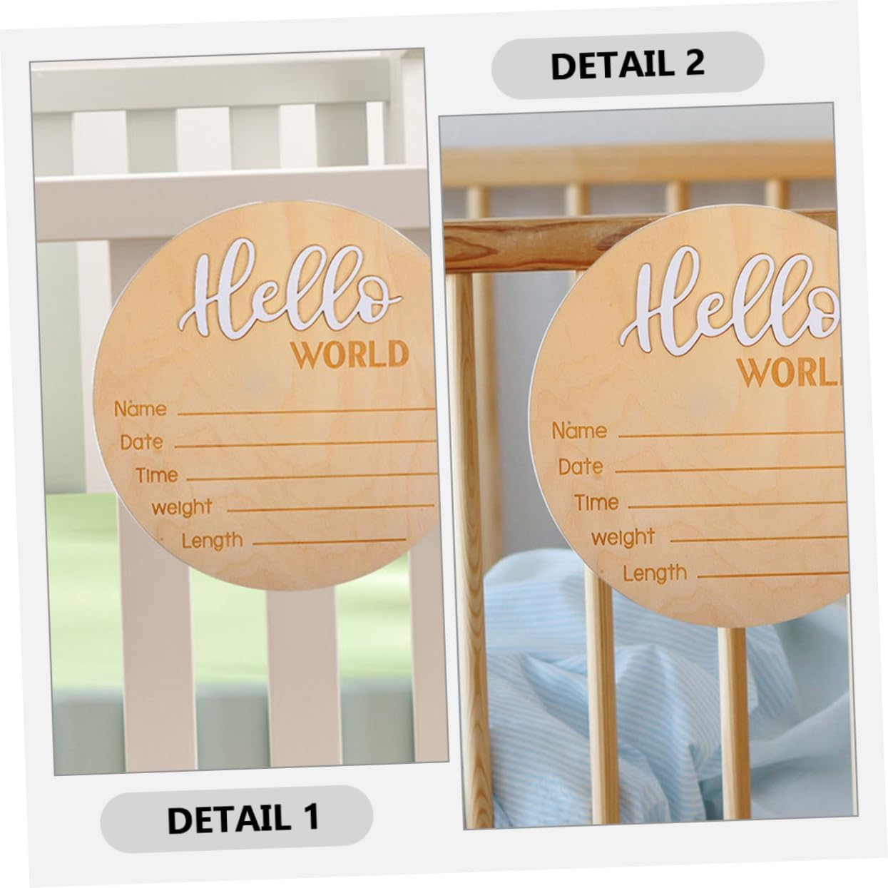 2Pcs Wooden Name Sign Newborn Announcement Birth Sign for Hospital Photo Prop Welcome image number 5