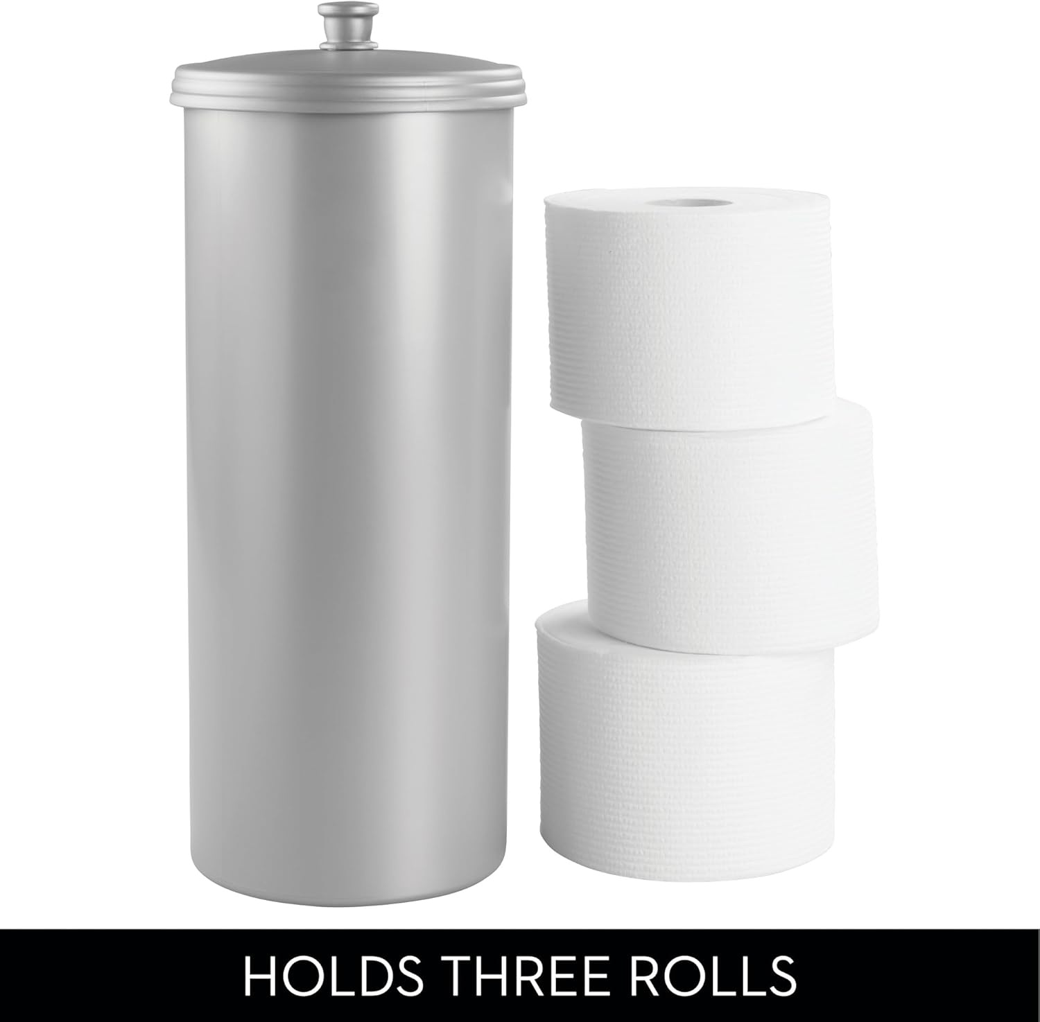 Interdesign Kent Bathware, Free Standing Toilet Paper Roll Holder for Bathroom Storage, Silver image number 6