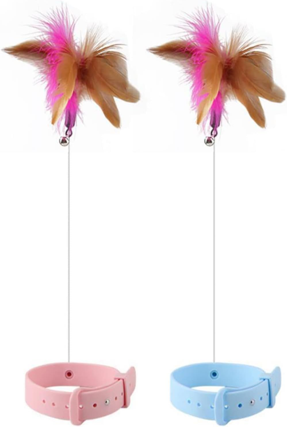 Feather Toys, Cat Teaser Collar Cat Teasing Wand Silicone Collar Interactive Cat Feather Toys for Kitten Play Blue image number 4