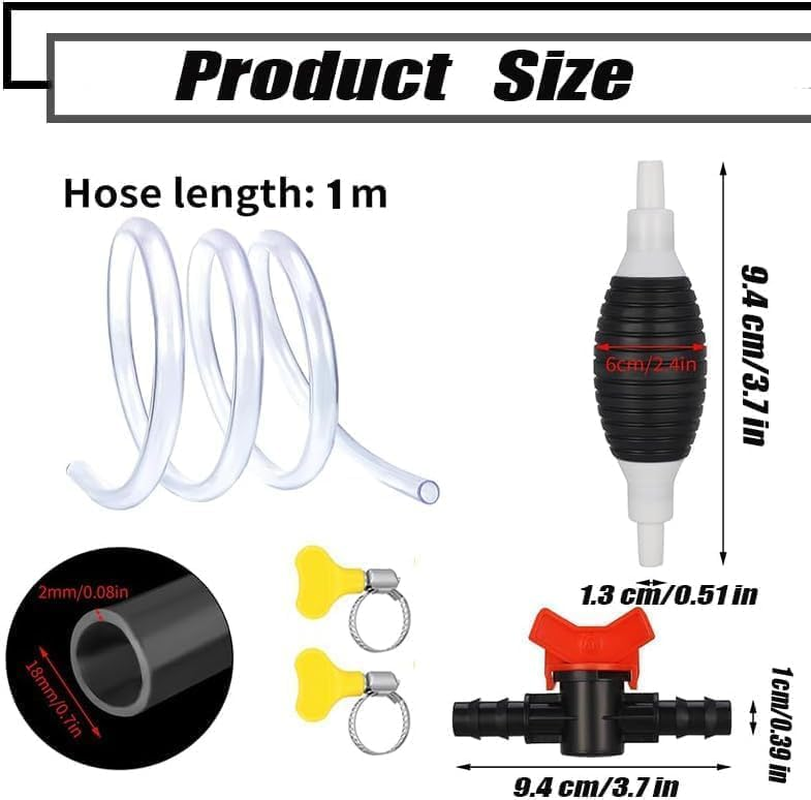Siphon Hand Pump,Portable Widely Use Hand Fuel Pump,Gas Oil Water Fuel Transfer Siphon Pump,Aquarium Water Changer Gravel Vacuum Pump,With 1M Syphon Hose,Metal Buckles image number 4