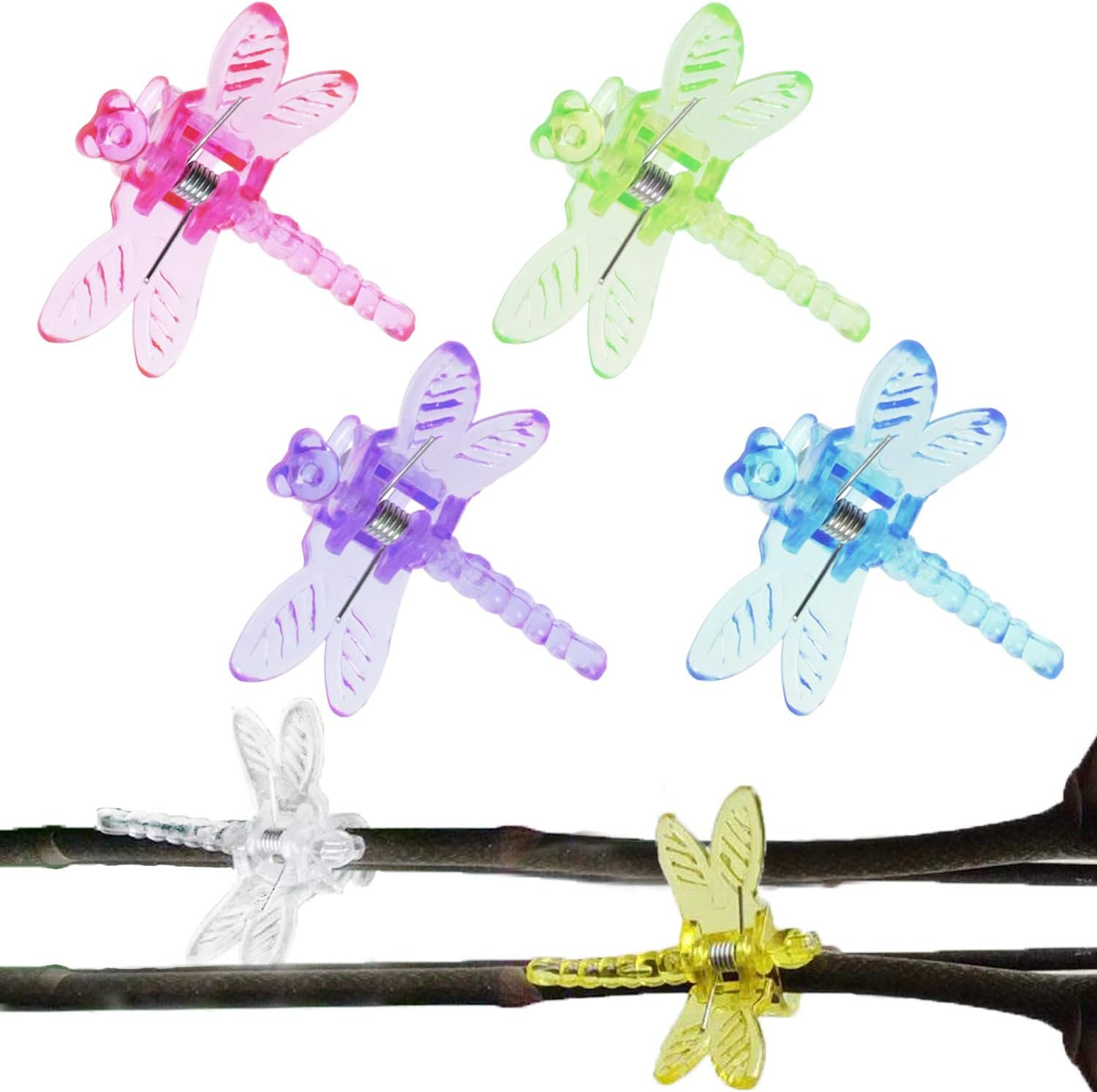 BEADNOVA Orchid Clips 30Pcs Dragonfly Plant Clips Orchid Support Clips Vine Clips Plant Clips for Support Flower Orchid Vine (Mix Color, 30PCS) image number 4