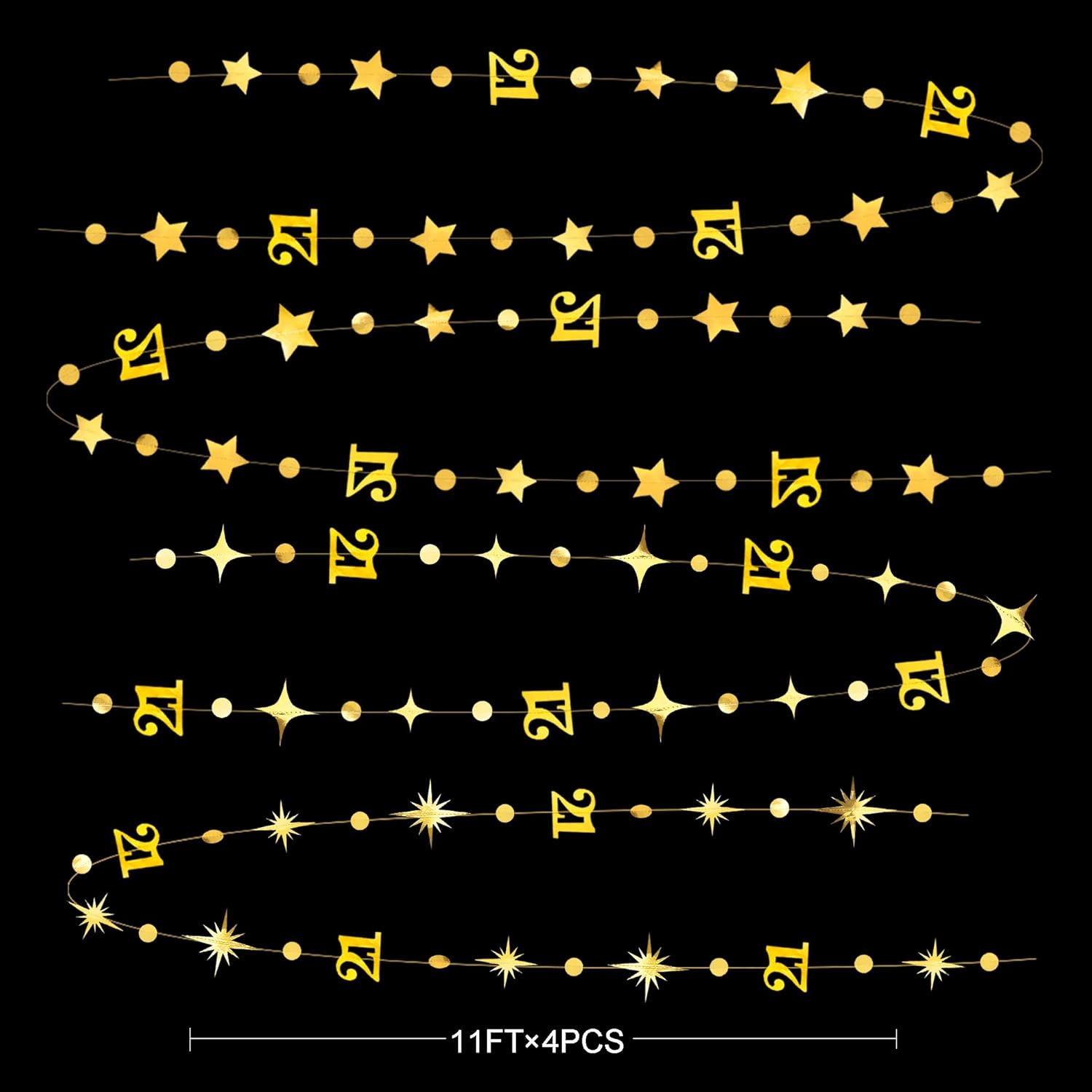 Gold 21St Circle Dot Star Streamer Garland Metallic Gold Paper 21 Sign Hanging Bunting Banner for Boys Girls Finally Legal Twenty One Birthday Happy 21 Years Old 21St Anniversary Party Decorations image number 2