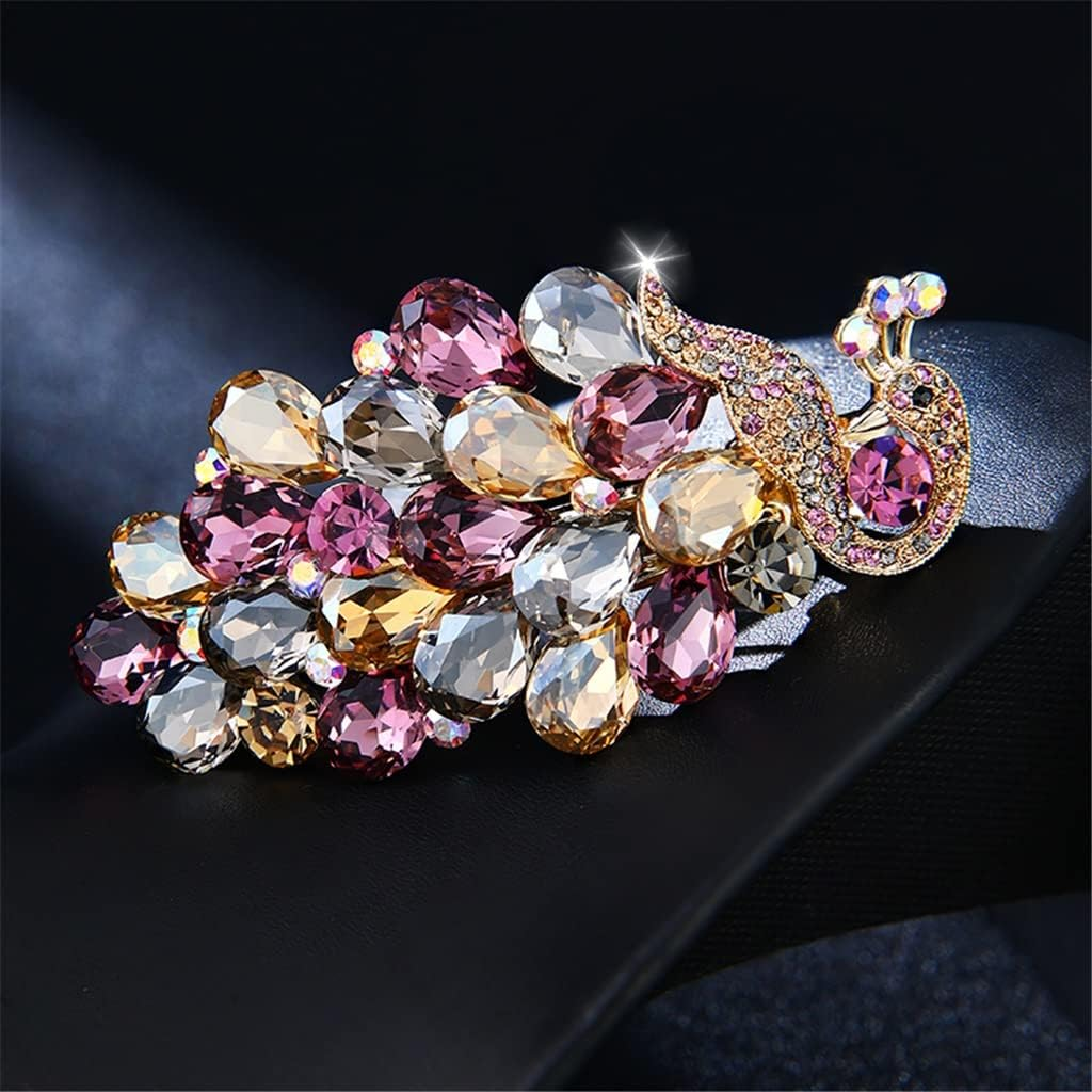 Rhinestone Hairpin,Crystal Barrette,Curl Hair Clip,Peacock Hairpin Headdress Hairpin Female Back Head Rhinestone Clip Hair Accessories Word Clip Top Clip (Color : B, Size : 8.6 * 4.2M) image number 2