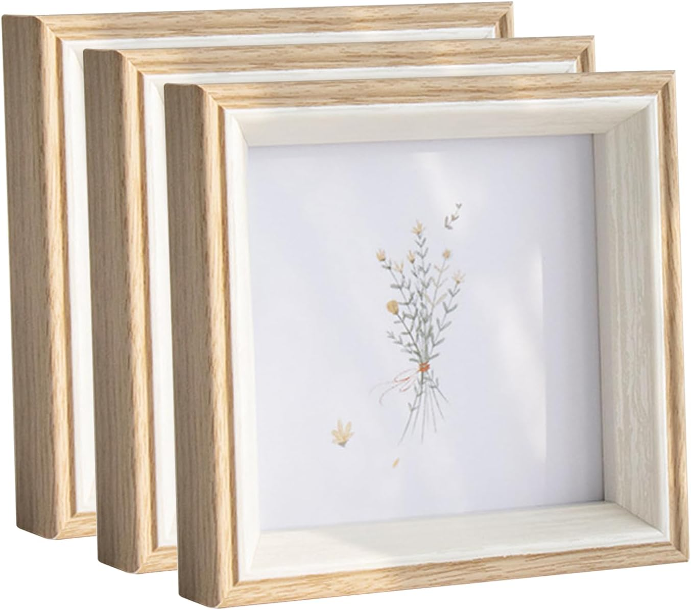 3 Pcs 6X6 Inch Square Deep Photo Frames with Angle Bracket, Picture Frames for Home Office Decoration image number 3