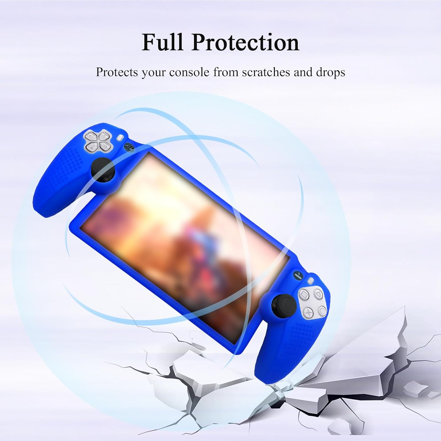 Silicone Protective Cover and Stick Caps Compatible with Playstation Portal, Anti-Slip Protector Case and 10 Thumb Grip Caps Accessories for PS Portal Remote Player(Blue) image number 2
