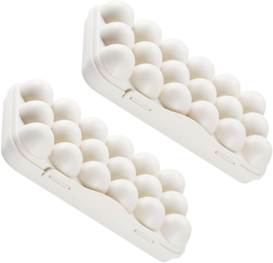 MAGICLULU Egg Storage Container 18 Grids Plastic Refrigerator Egg Holder Portable Anti-Collision 2Pcs Pink Stackable Box for Home