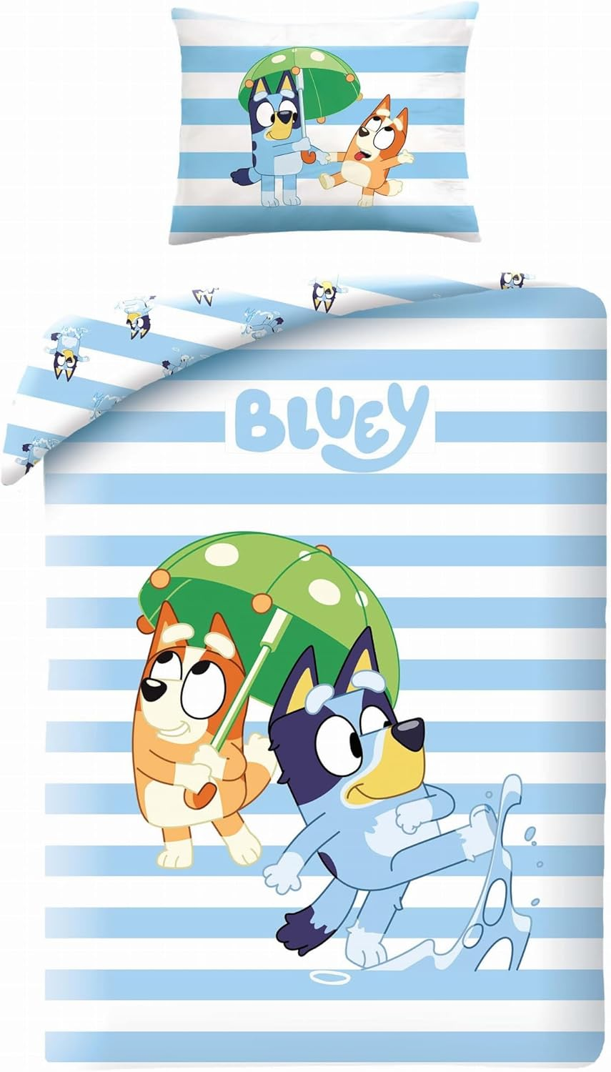 Halantex Bluey BY1324 Children'S Bed Linen Set 140 X 200 Cm + 70 X 90 Cm, 100% Cotton, Officially Licensed image number 1