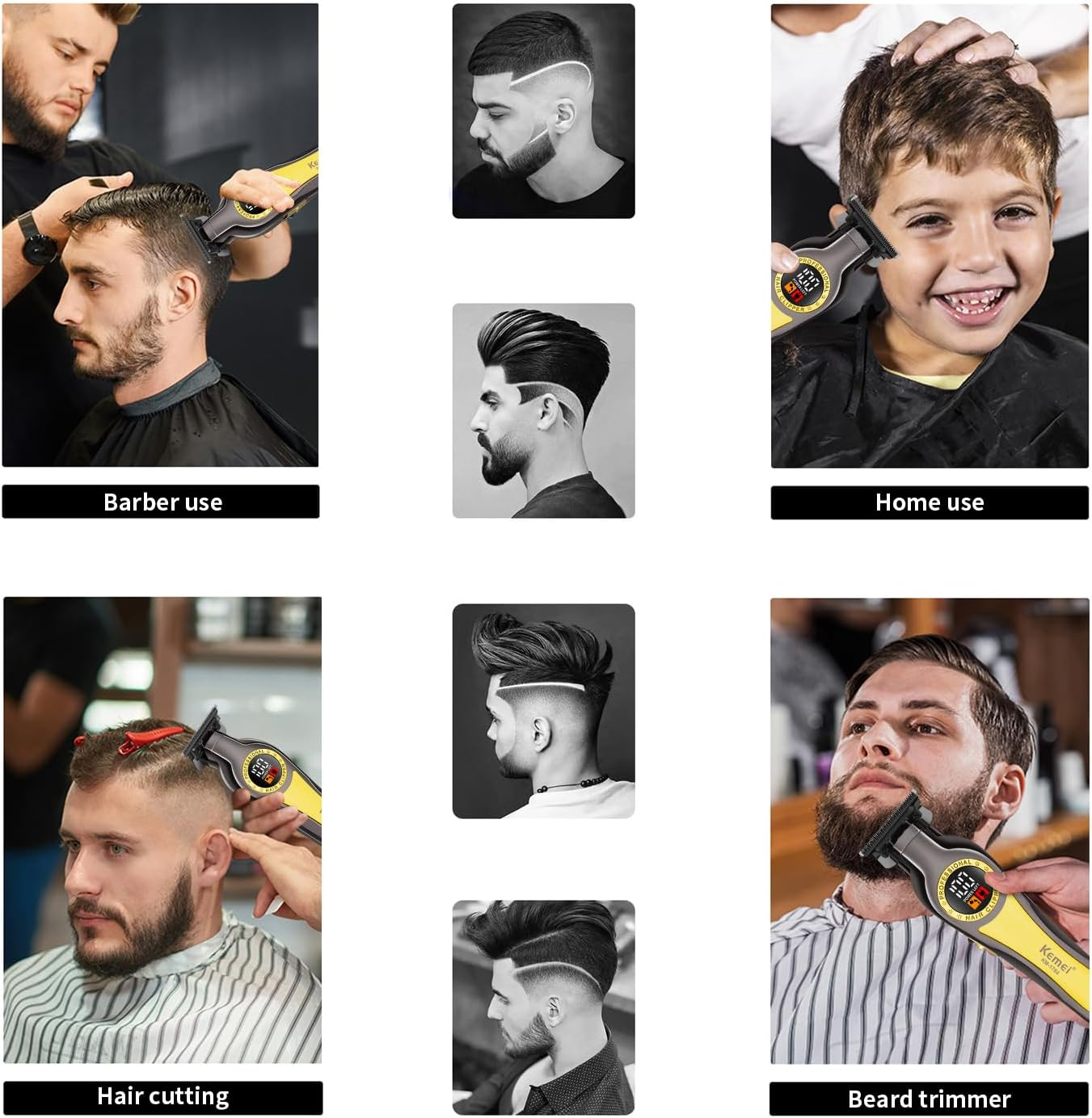 KEMEI 1784 Professional Hair Trimmer for Men, Wireless Electric Beard Trimmer, Zero Gapped T-Blade Hair Trimmer with LED Indicator and 3 Guide Combs image number 5