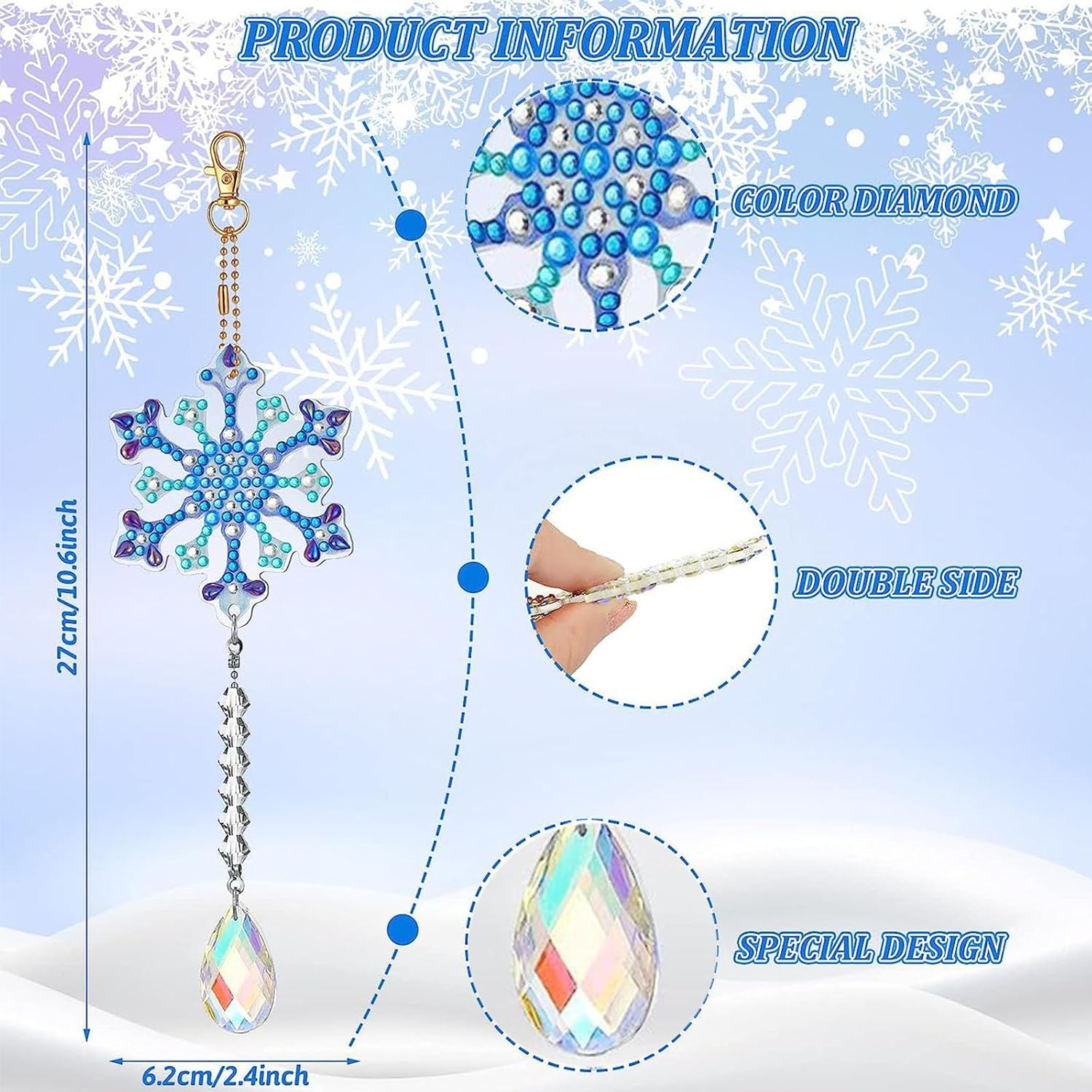 Xutong 6Pcs DIY Modern/Trendy Diamond Art Wind Chimes, Multicolored Acrylic Plastic Cardboard, Hanging, Perfect for Christmas, New Year, DIY Craft image number 5