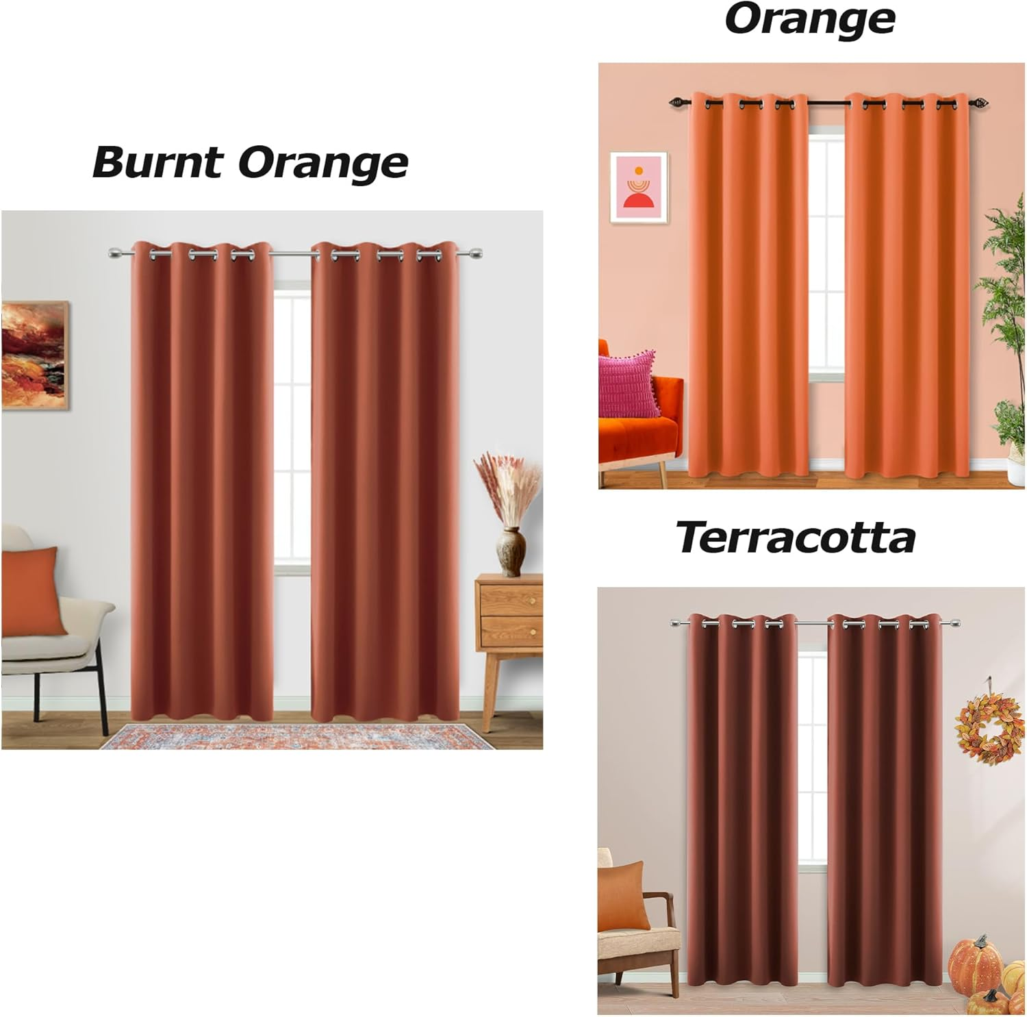Burnt Orange Blackout Curtains for Living Room 2 Panels Set 84 Inches Long Grommet Thermal Black Out Window Drapes for Bedroom Patio Sliding Glass Door Vertical Blinds Home Office Decor,84 Inch Length image number 6