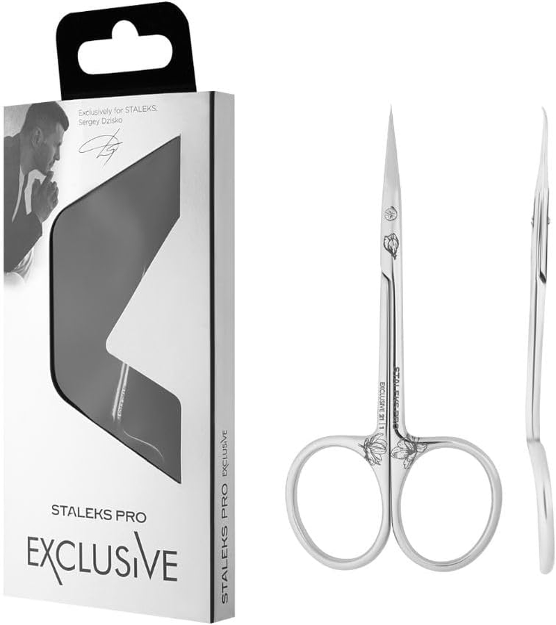STALEKS Pro Professional Cuticle Scissors with Hooks Stainless Steel Magnolia Embossing Exclusive 21/1 image number 1