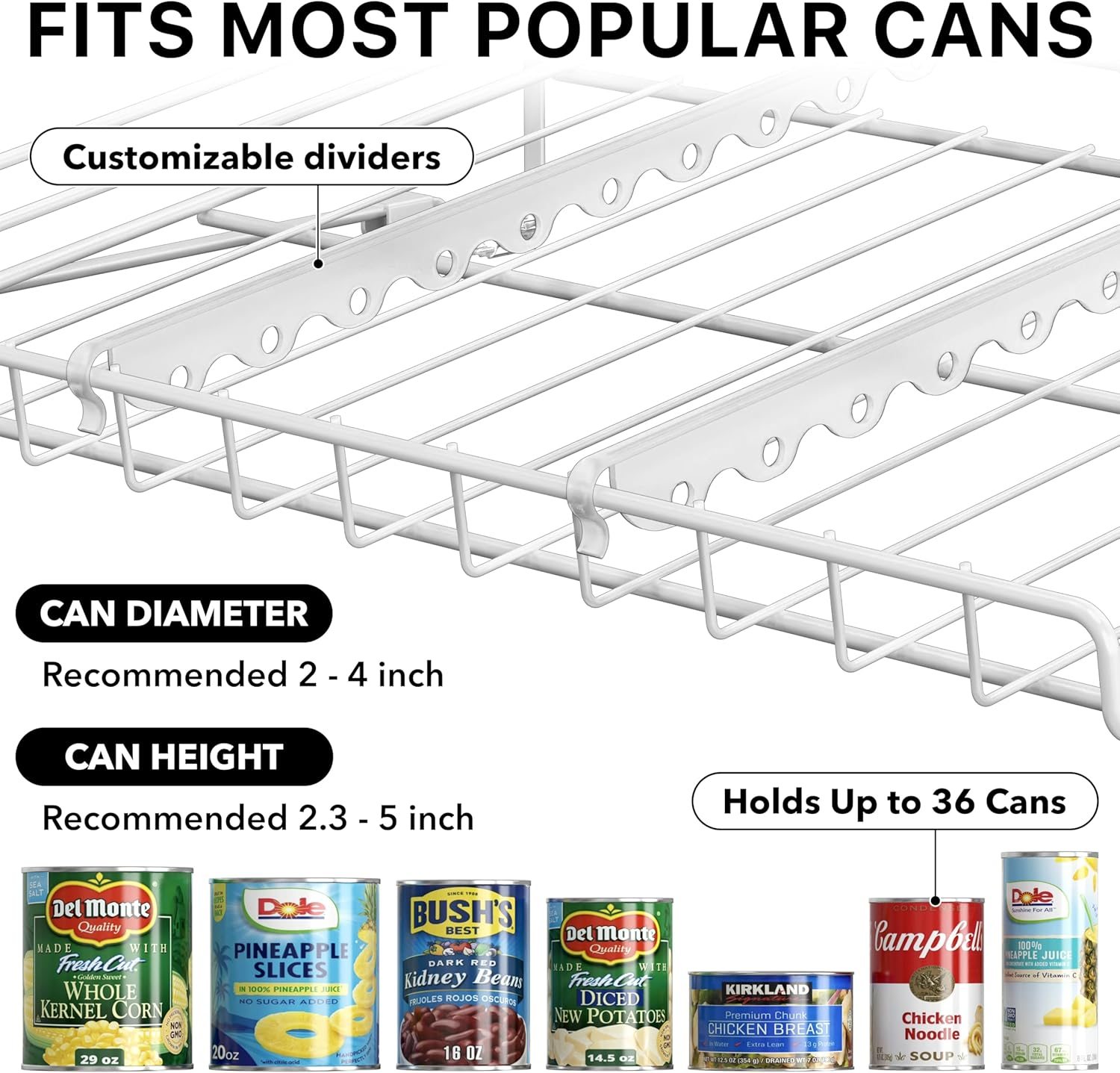Simple Houseware Stackable 3 Tier Can Rack Organiser for Kitchen and Pantry Organization, White image number 1