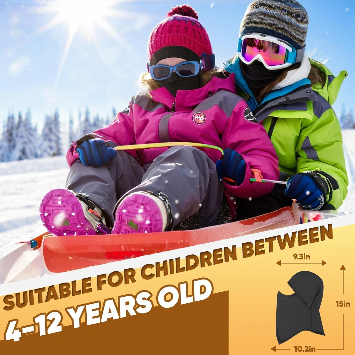 Ameceres Kids Balaclava Thick Windproof Face Warmer Winter Outdoor Sports Skiing image number 1