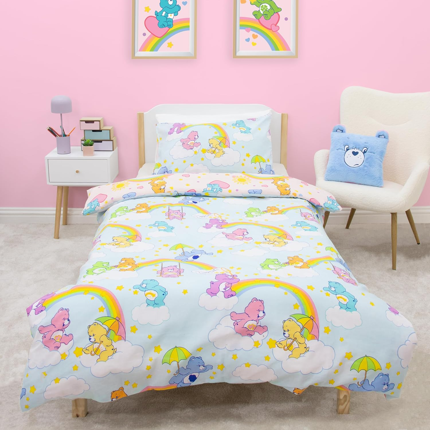 Care Bears Officially Licensed Sunshine Design Single Duvet Cover Set | Reversible 2 Sided Bedding Including Matching Pillow Case | Perfect for Kids Bedroom | Polycotton image number 4