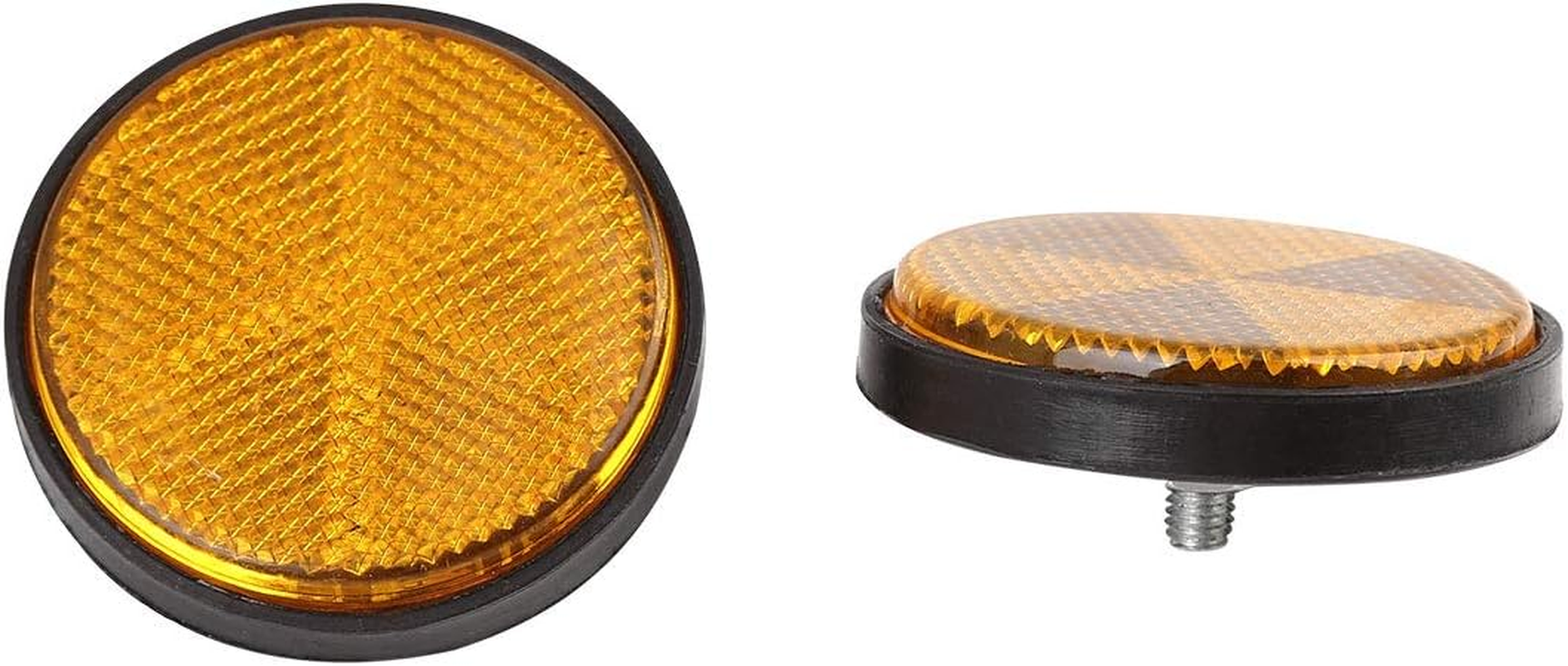 Uxcell 2Pcs 6Mm Yellow Plastic Screw Mount Reflective Warning Motorcycle Reflector image number 1