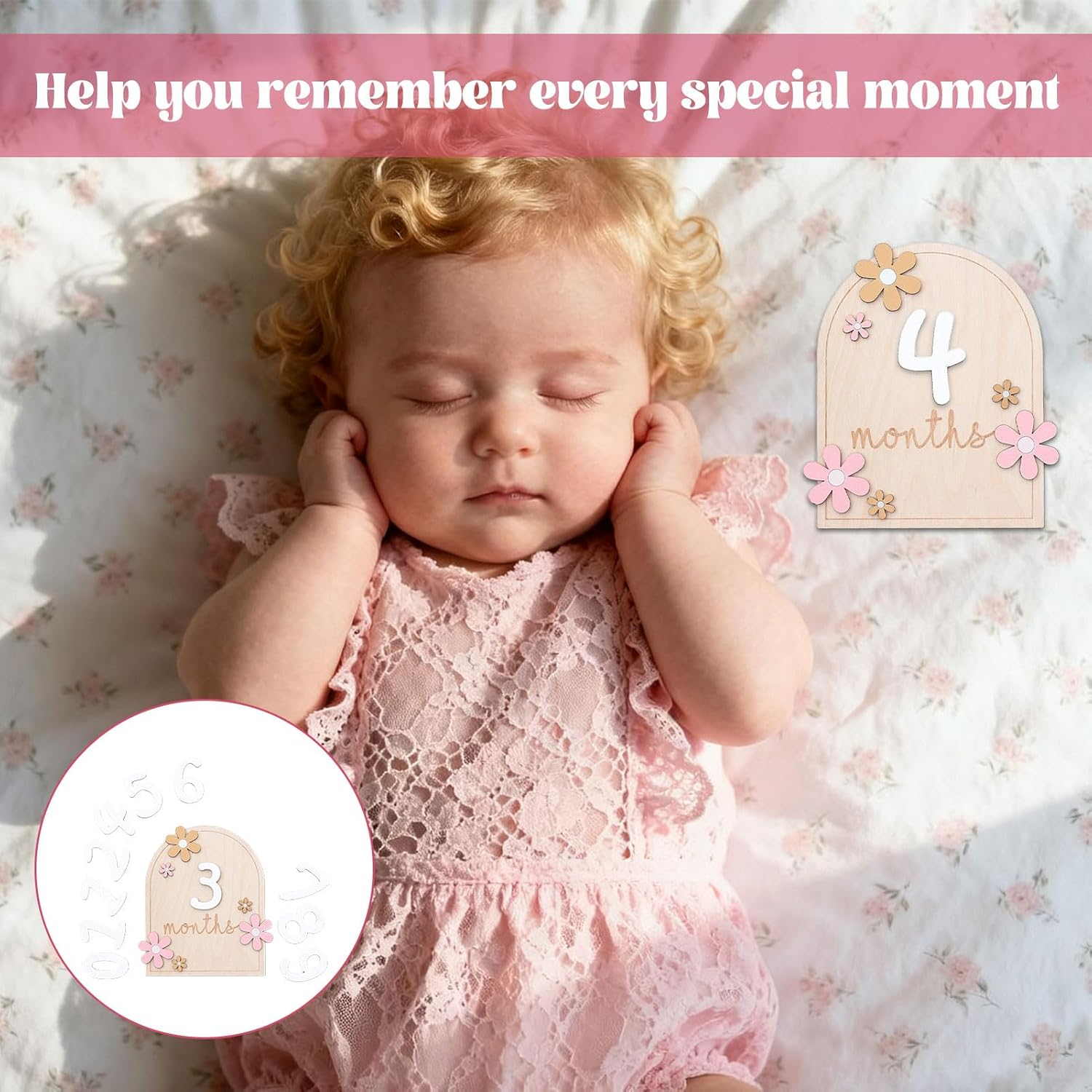 Baby Milestone Cards, Baby Announcement Plaque, Baby Monthly Milestone Cards 1-12 Month, Wooden Baby Items to Document Your Baby'S Growth, Newborn Photography Props, Baby Shower Gifts image number 2