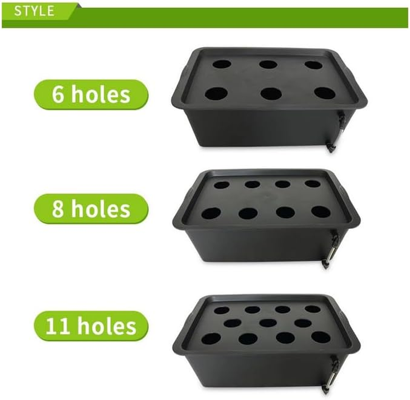 GROZY Hydroponics DWC Growing System 6/8/11 Net Pots Rooting Seedling Propagation Kit, Medium Size W/Airstone, Air Pump, Rockwool - Best Indoor Herb Garden for Lettuce, Mint, Parsley(Black) image number 4
